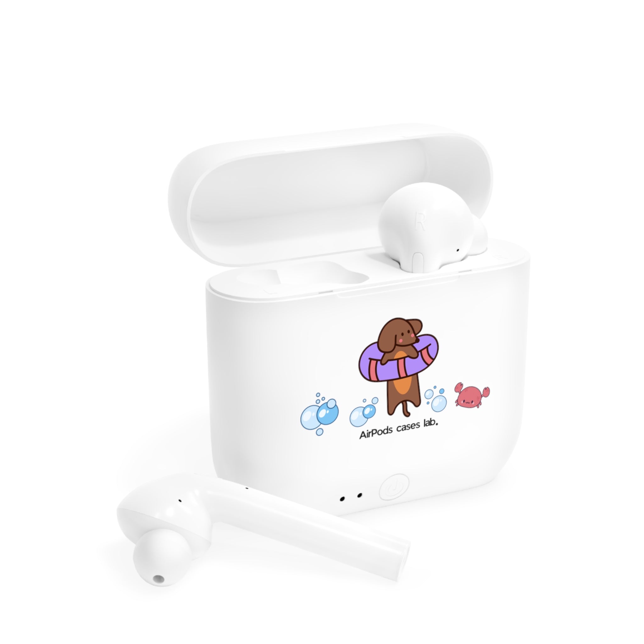 Swimming Dachshund White Earbuds