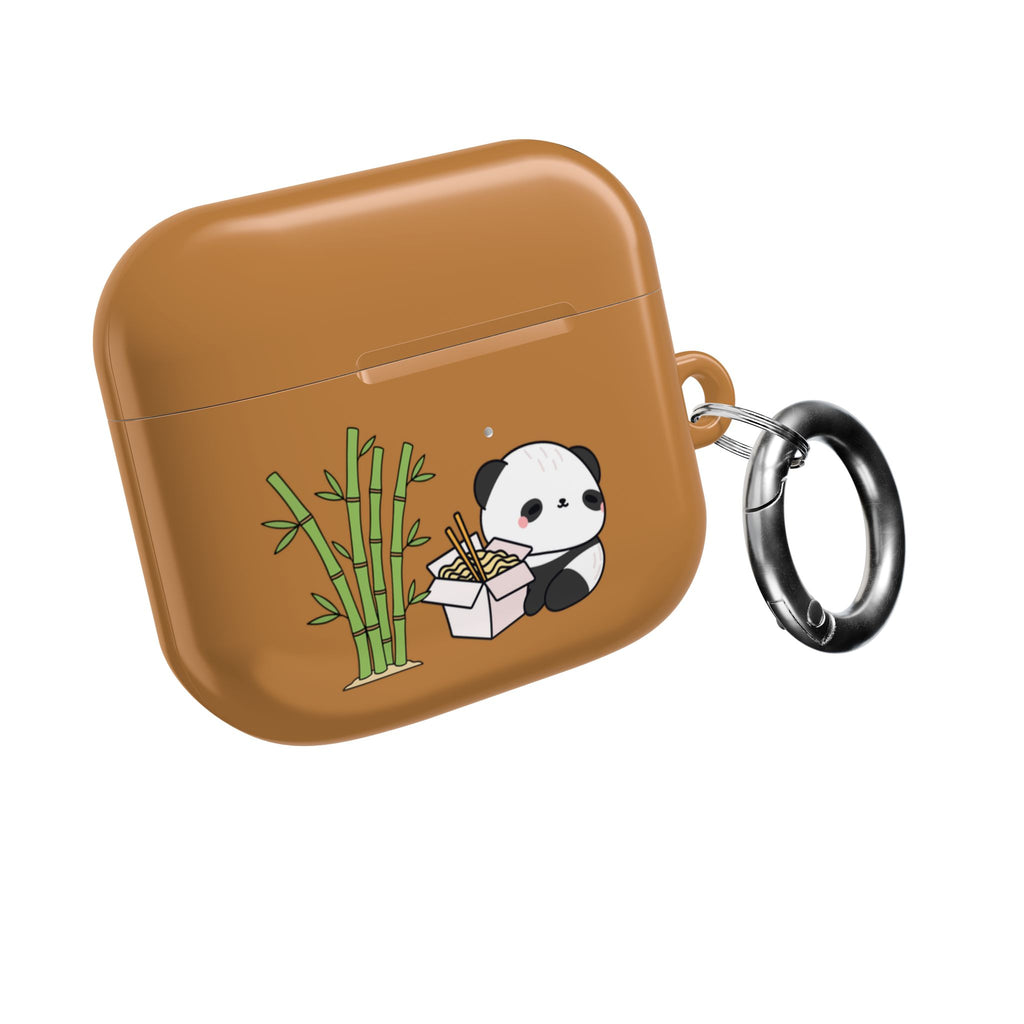 Cute Panda & Noodles AirPod Case Brown Protective Case