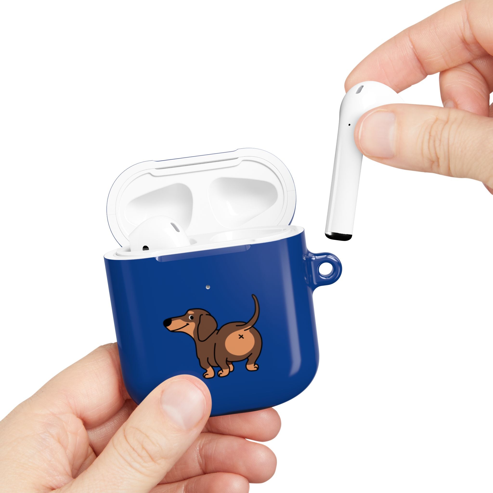 Staring Dachshund Navy AirPods or AirPods Pro Case
