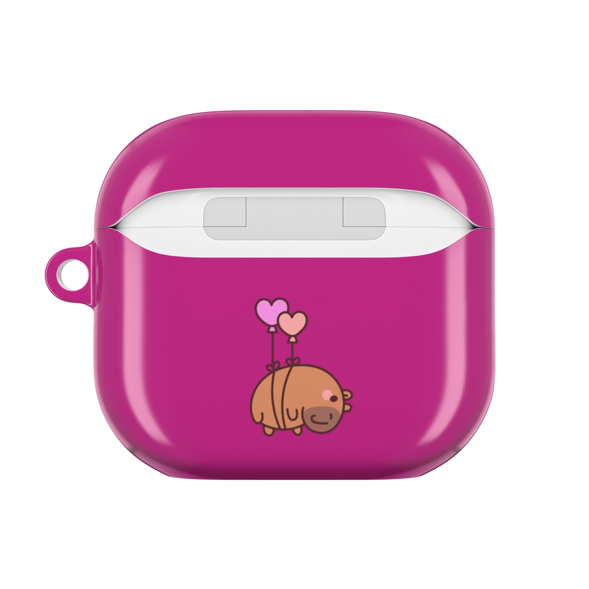 Pink Cute Capybara Heart AirPods Case