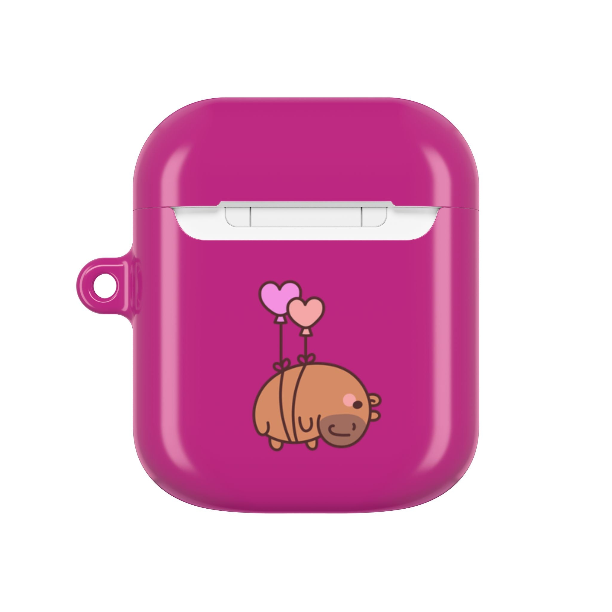 Pink Cute Capybara Heart AirPods Case