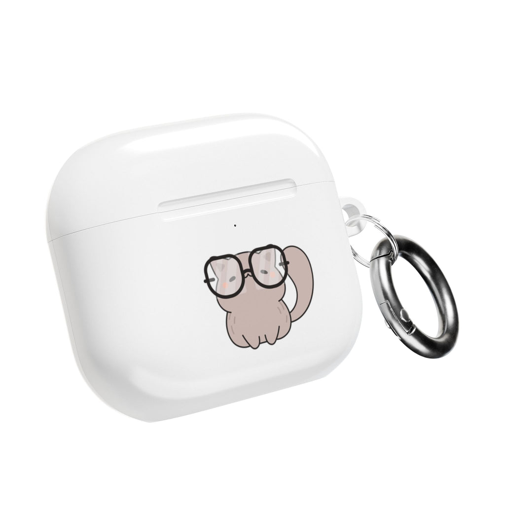 Cute Cat & Fish AirPod Case - Protective Cover with Nerdy Glasses Cat Design