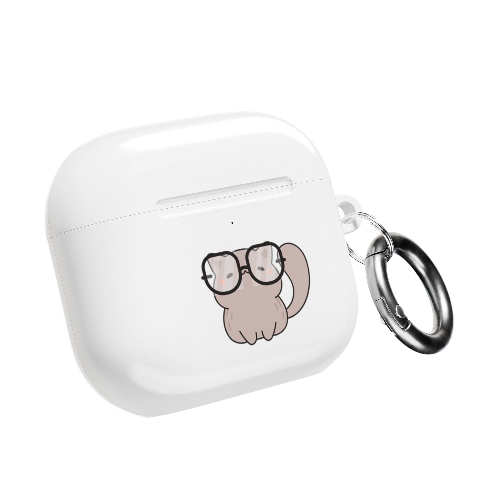 Cute Cat & Fish AirPod Case - Protective Cover with Nerdy Glasses Cat Design
