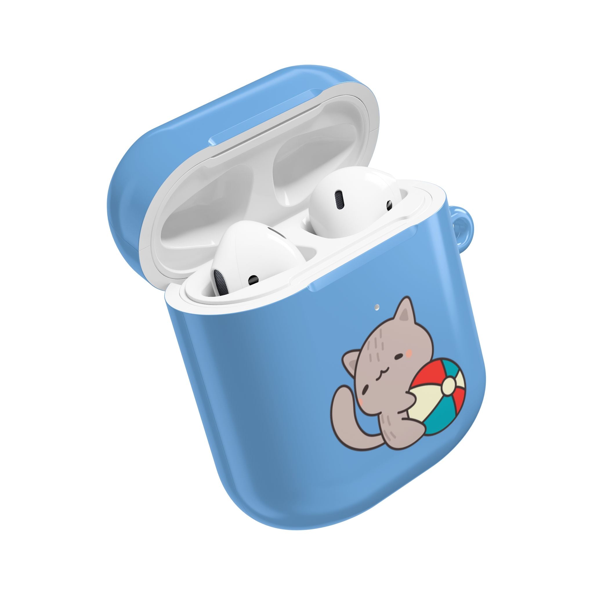 Cute Cat Beach AirPod Case with Beach Ball & Umbrella