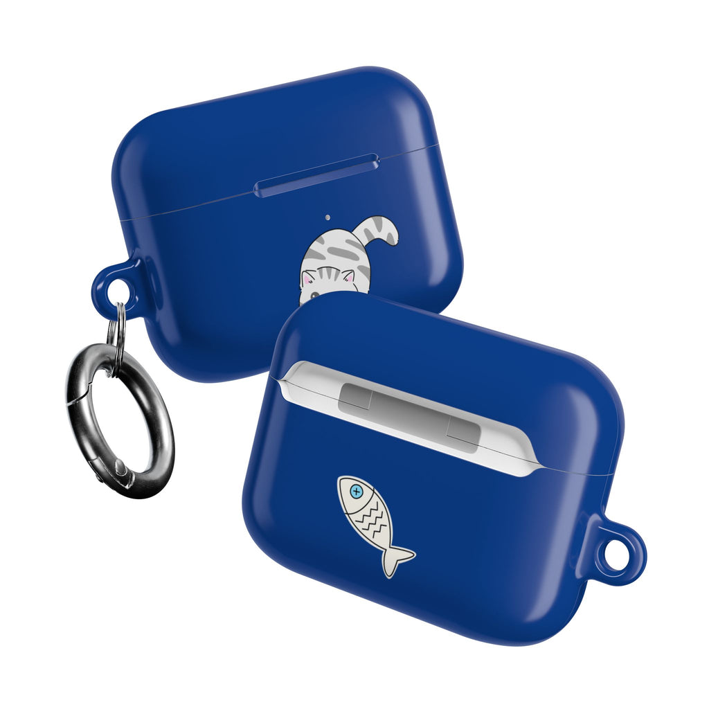Cat & Fish AirPod Case - Cute Blue Protective AirPods Case