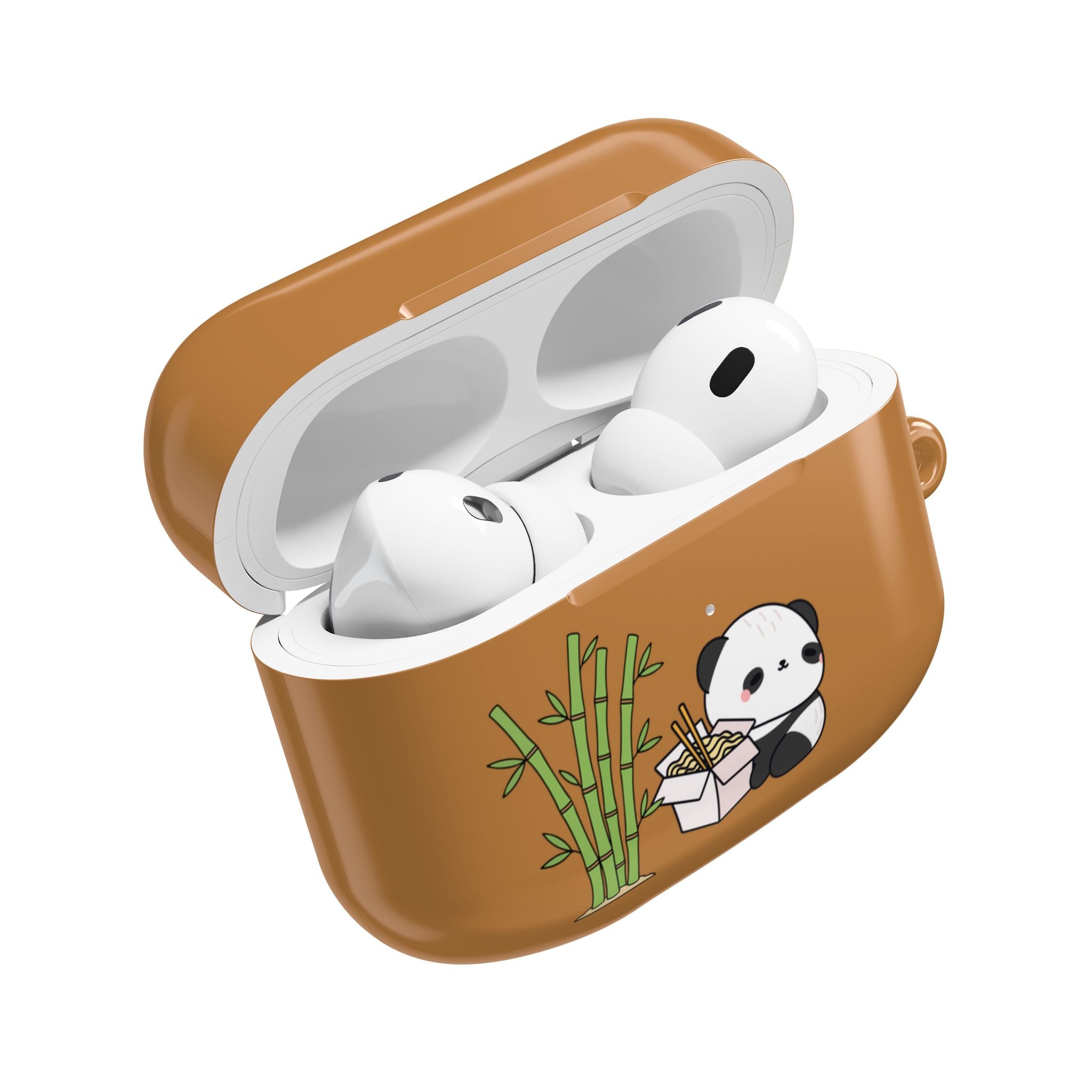 Cute Panda & Noodles AirPod Case Brown Protective Case