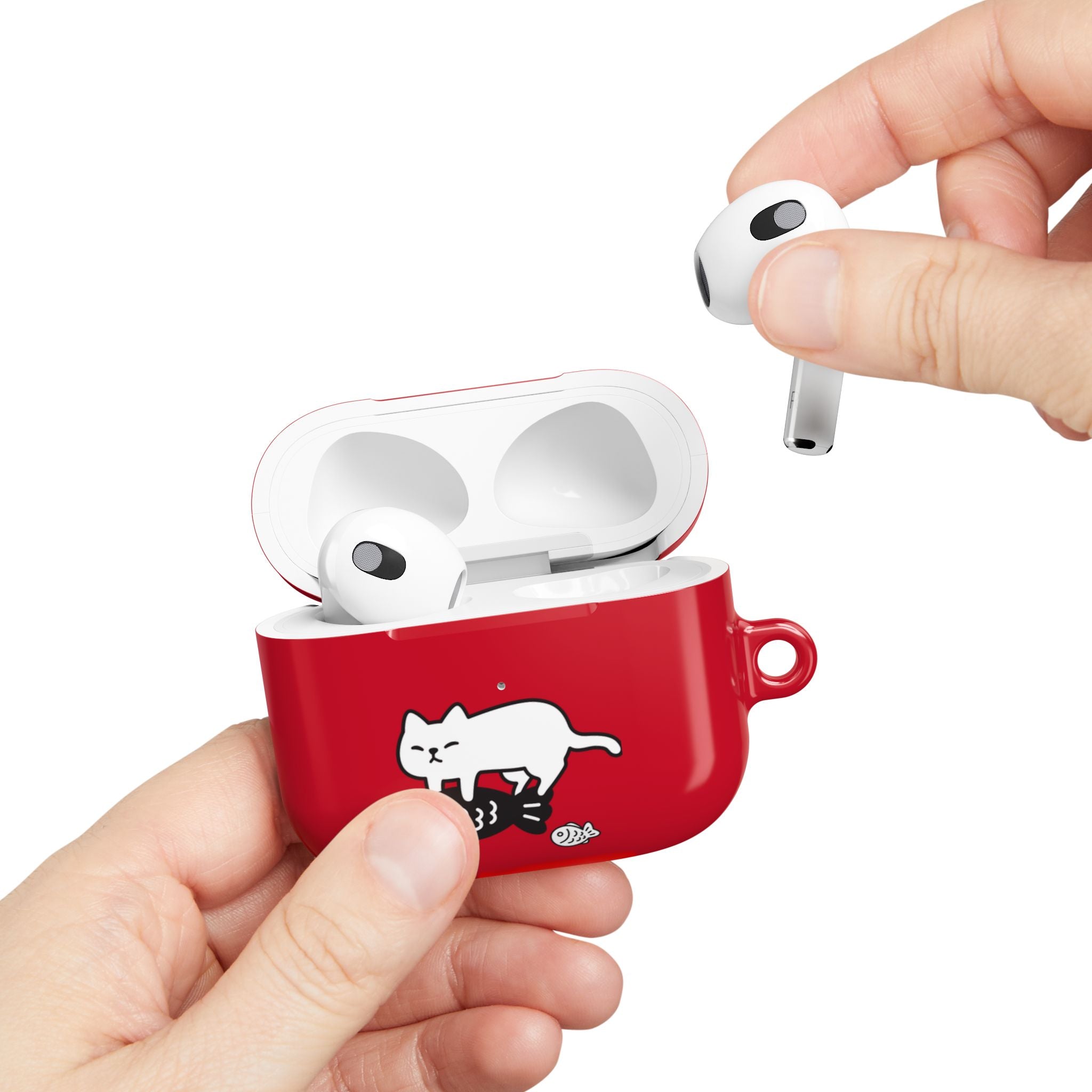 Cat Fighting Fish Red AirPod or AirPod Pro Case