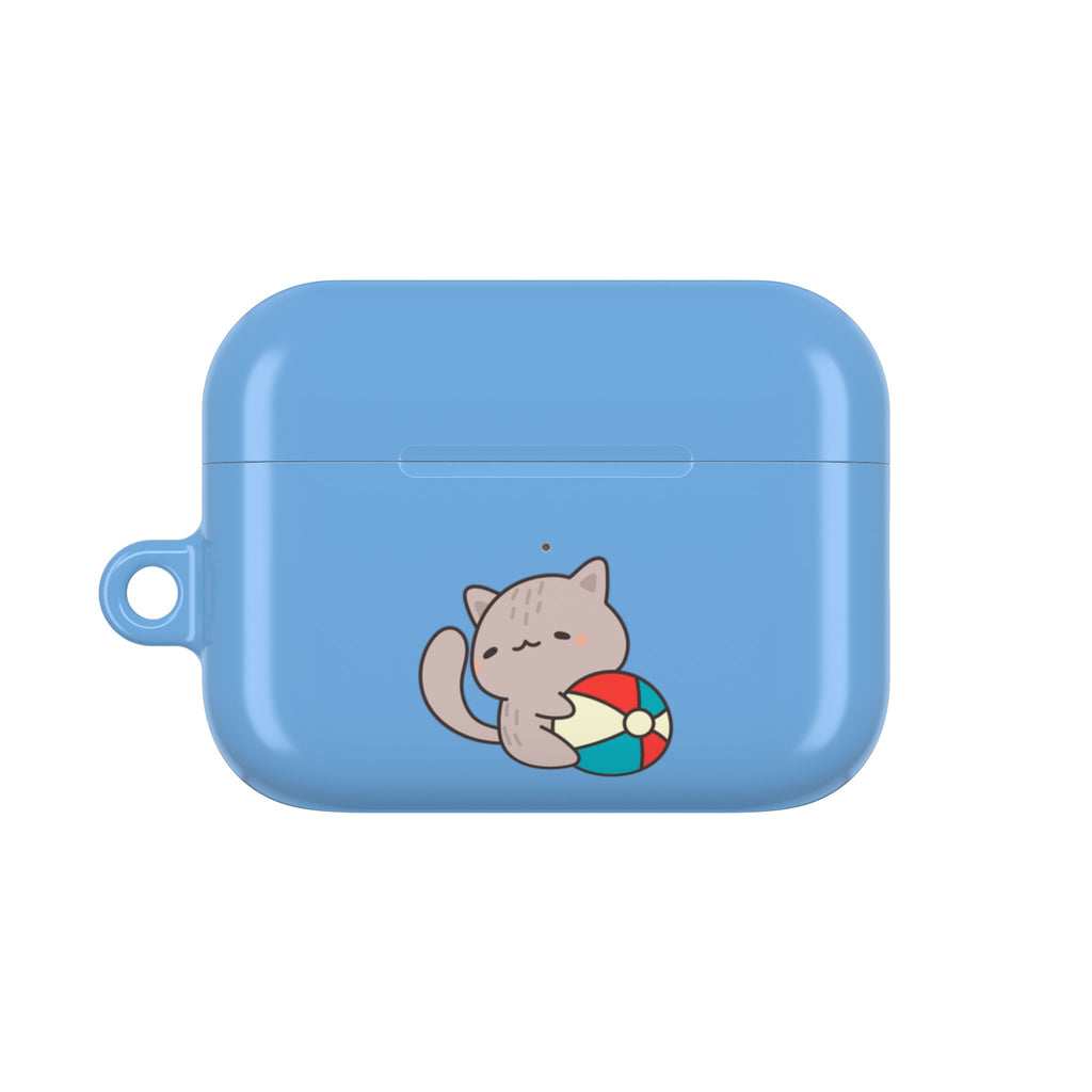 Cute Cat Beach AirPod Case with Beach Ball & Umbrella
