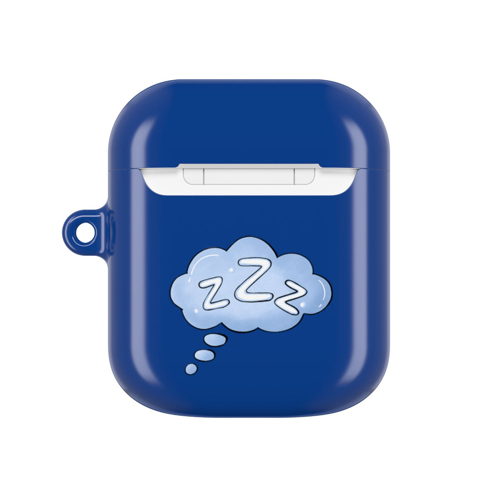 Blue AirPods Case with a Snoozing Bulldog
