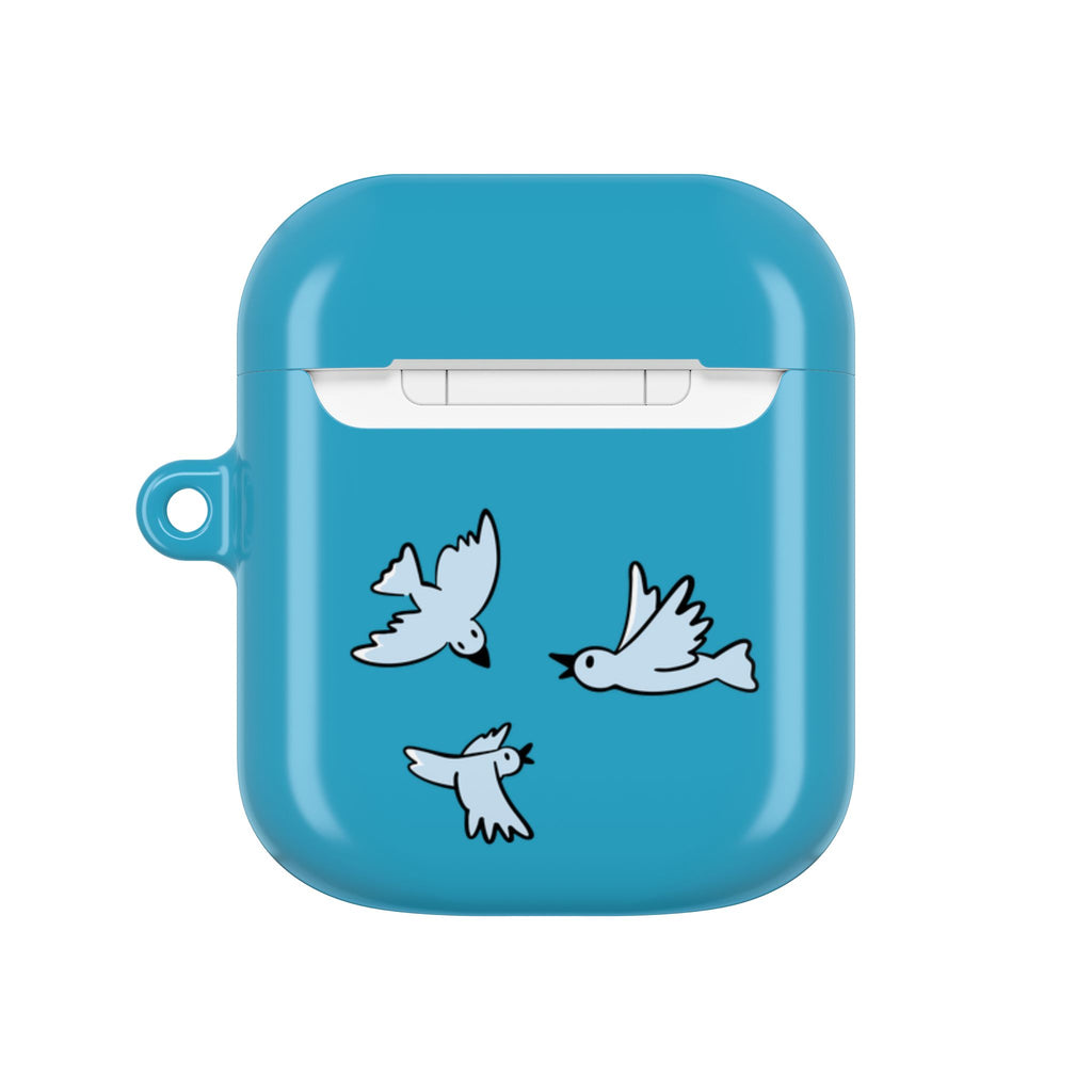 AirPod Case - Cute Flying Dachshund & Doves "always happy" Protective Case Cover