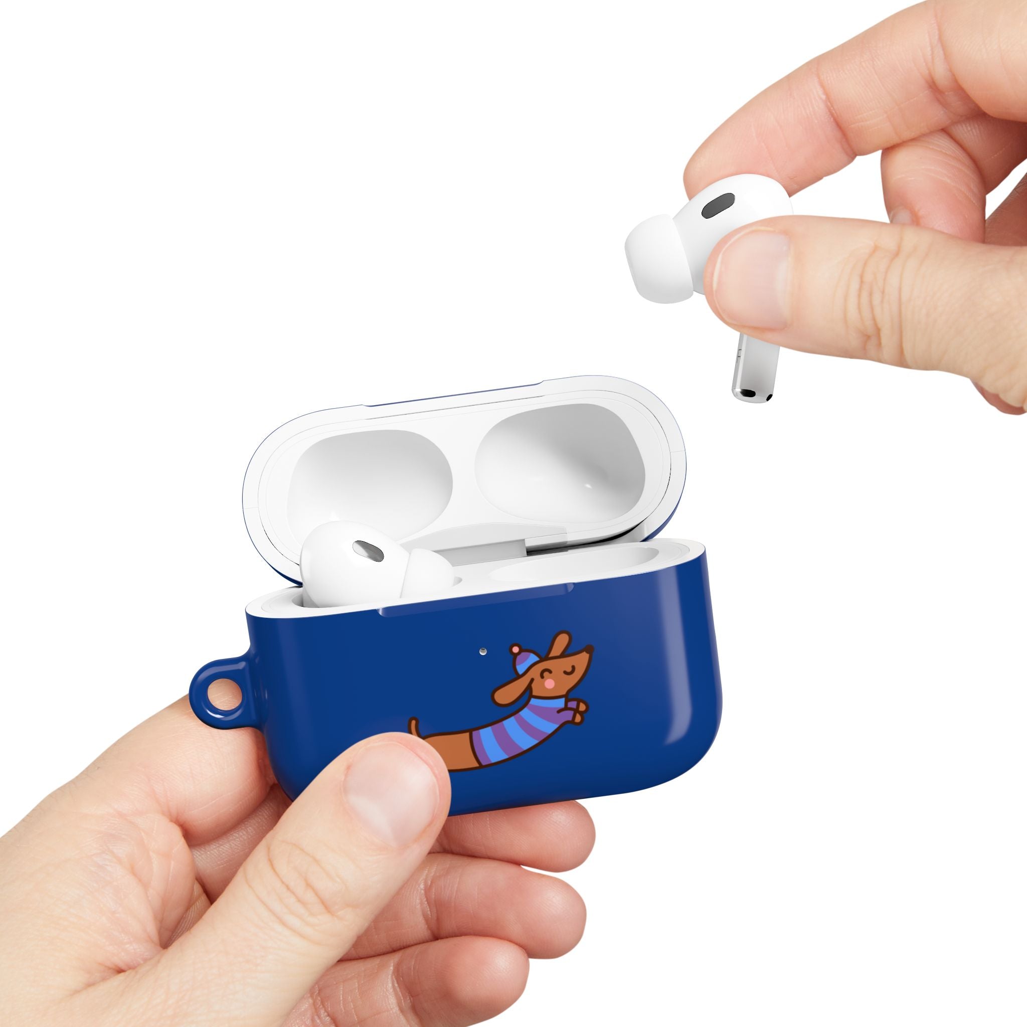 Dachshund & Butterflies Blue Protective AirPods Case
