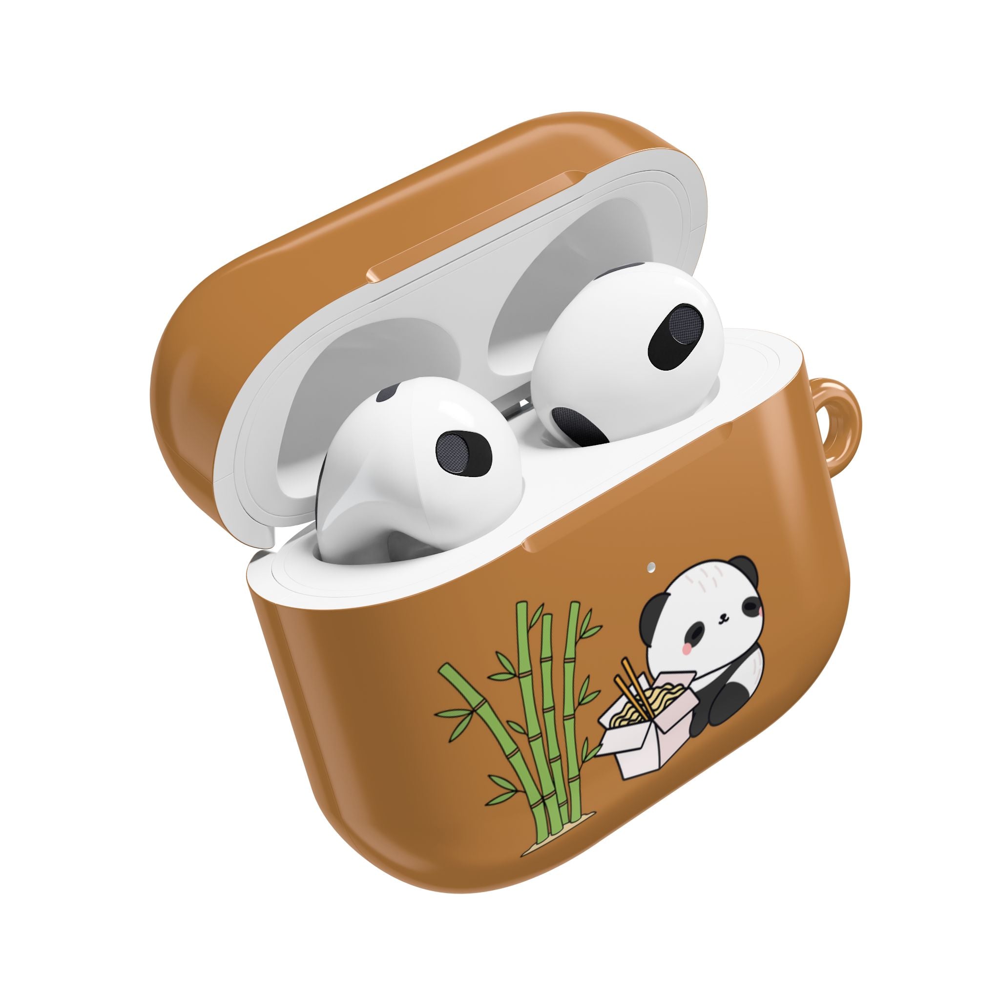 Cute Panda & Noodles AirPod Case Brown Protective Case