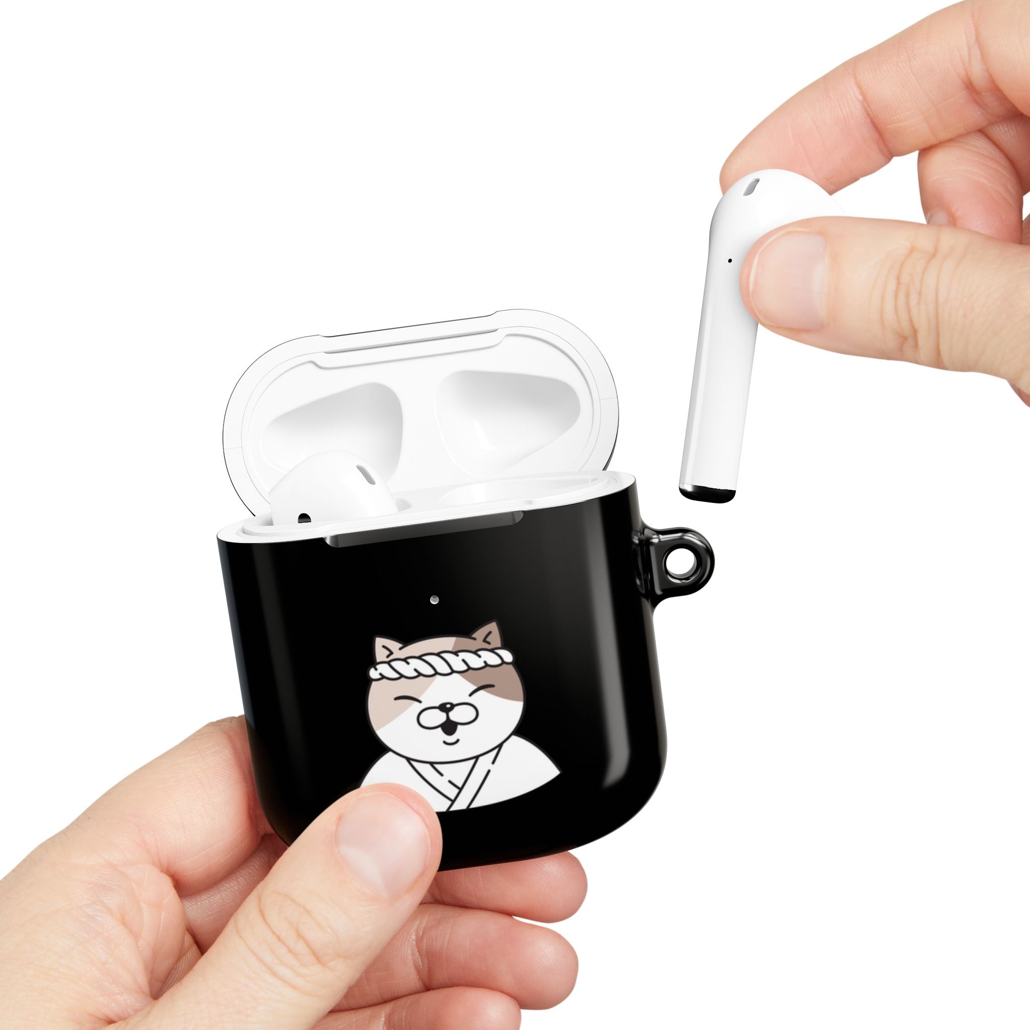 Samurai Shiba Inu with Japanese Flag Black AirPods or AirPods Pro Case