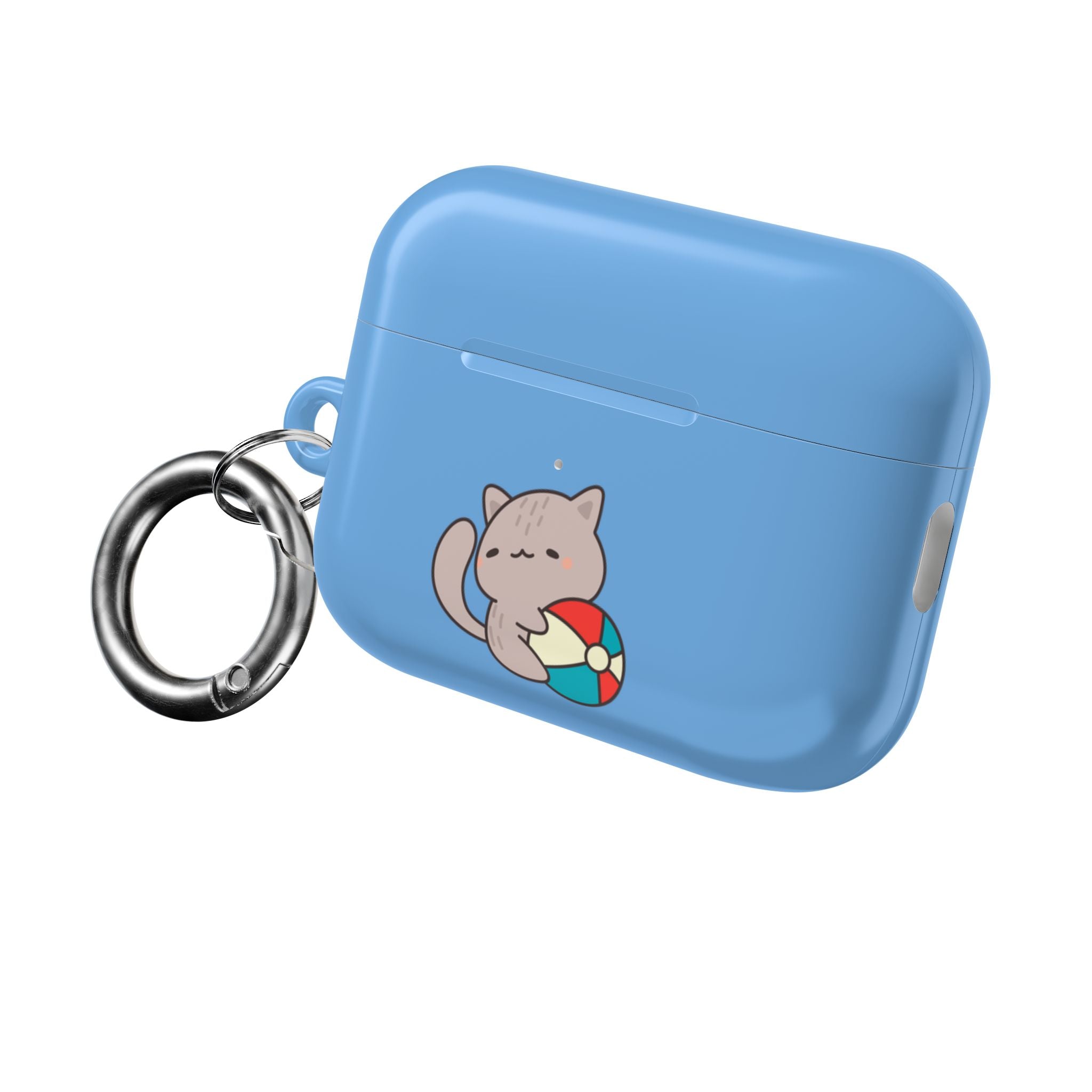 Cute Cat Beach AirPod Case with Beach Ball & Umbrella