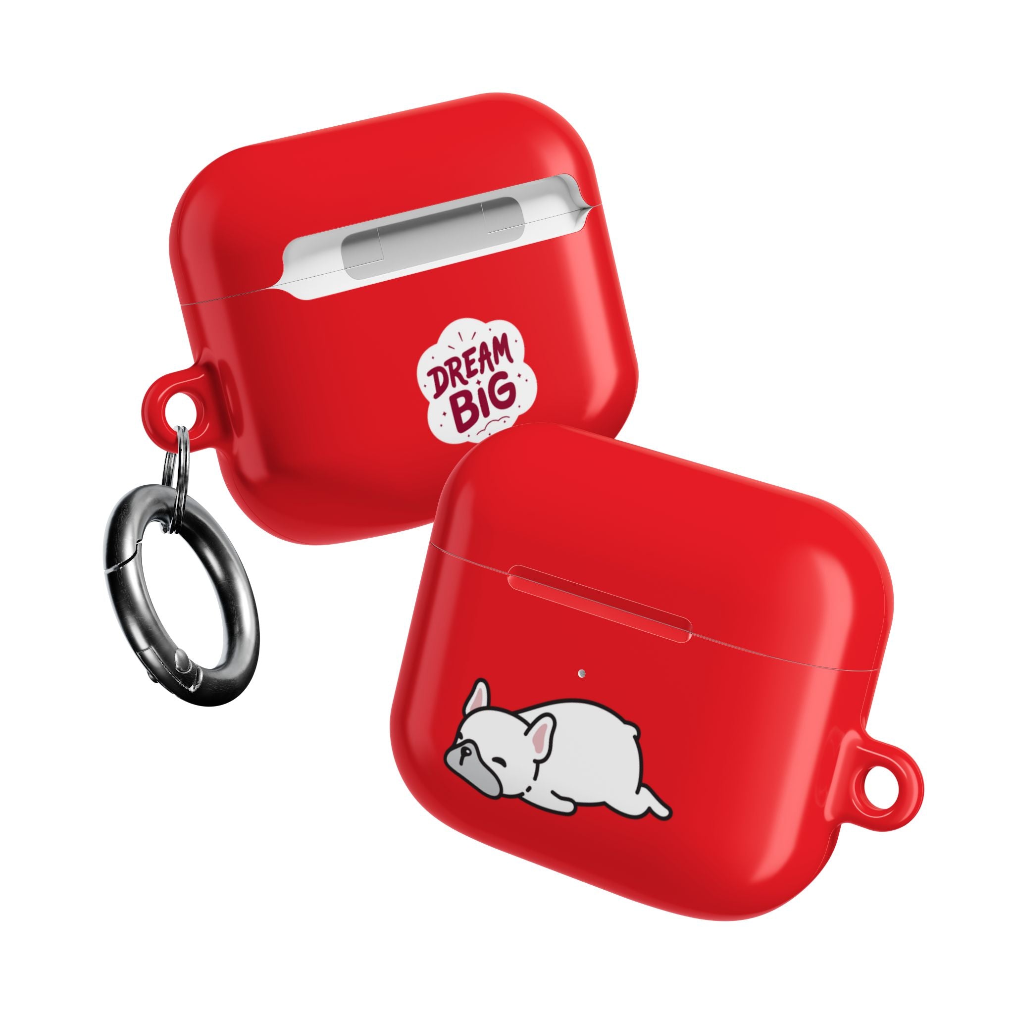 Red AirPods Case with a Snoozing Bulldog