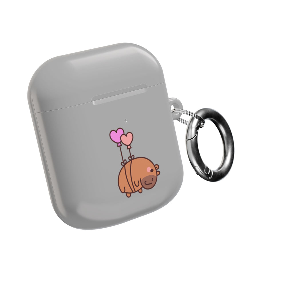 Cute  Capybara and Heart Balloon AirPod Case