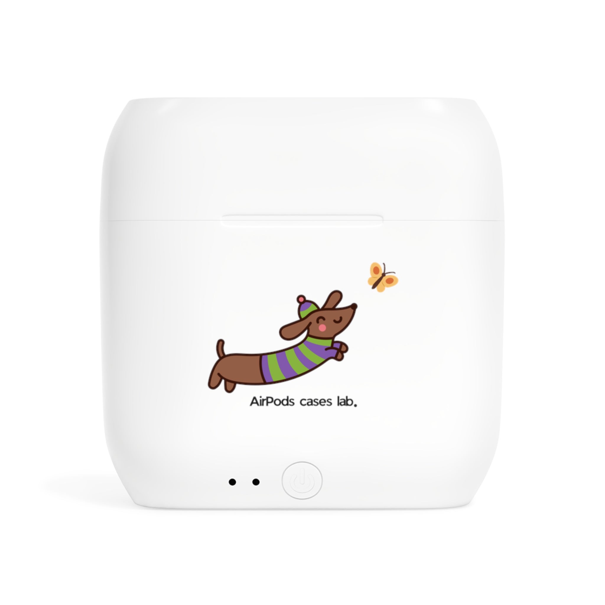 Chasing Dachshund White Earbuds