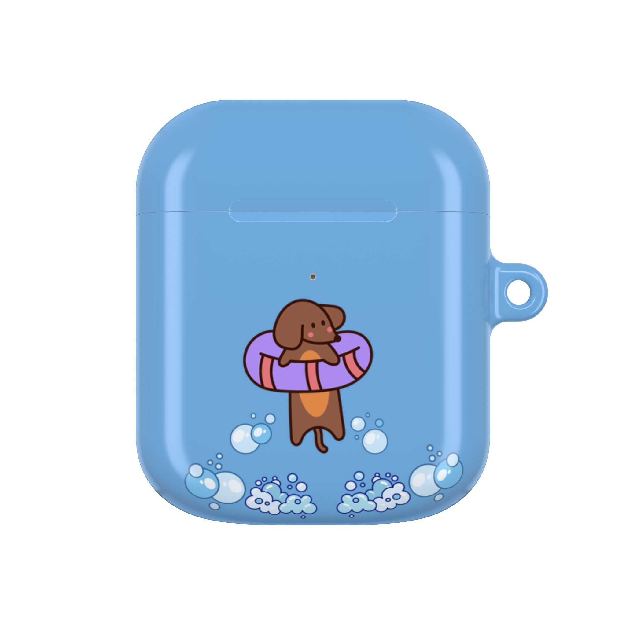 Cute Dachshund Dog & Crab Summer AirPod Case - Blue Beach Swim Float Design