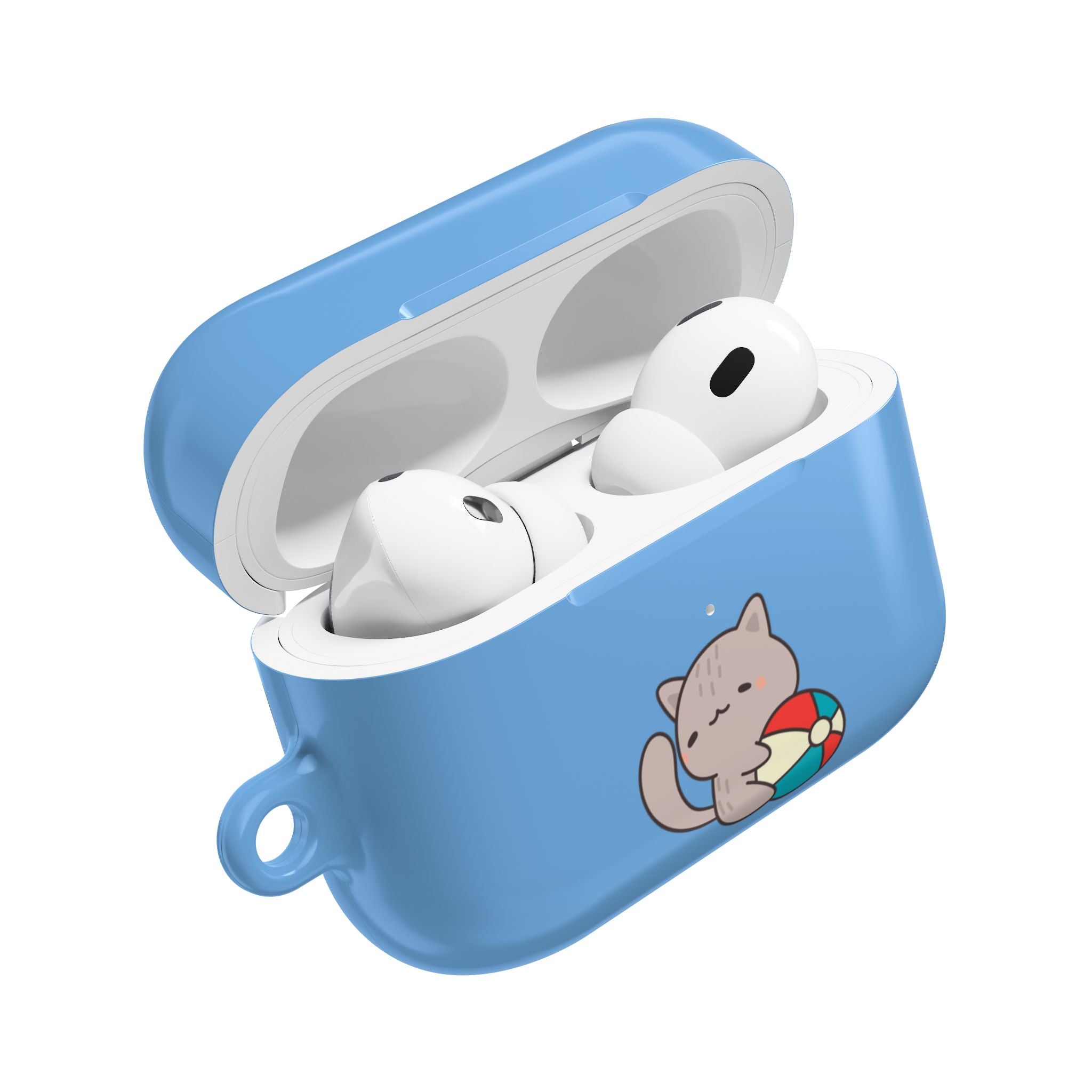Cute Cat Beach AirPod Case with Beach Ball & Umbrella