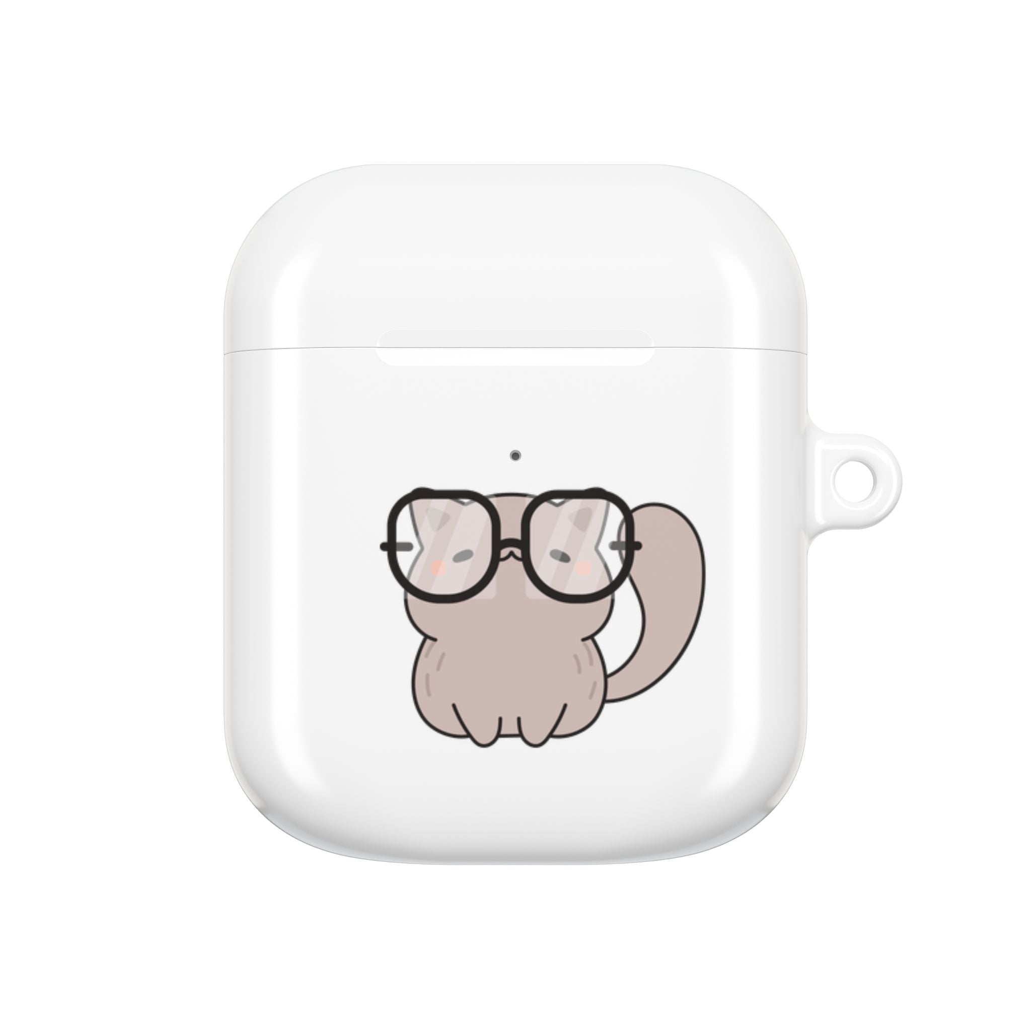 Cute Cat & Fish AirPod Case - Protective Cover with Nerdy Glasses Cat Design