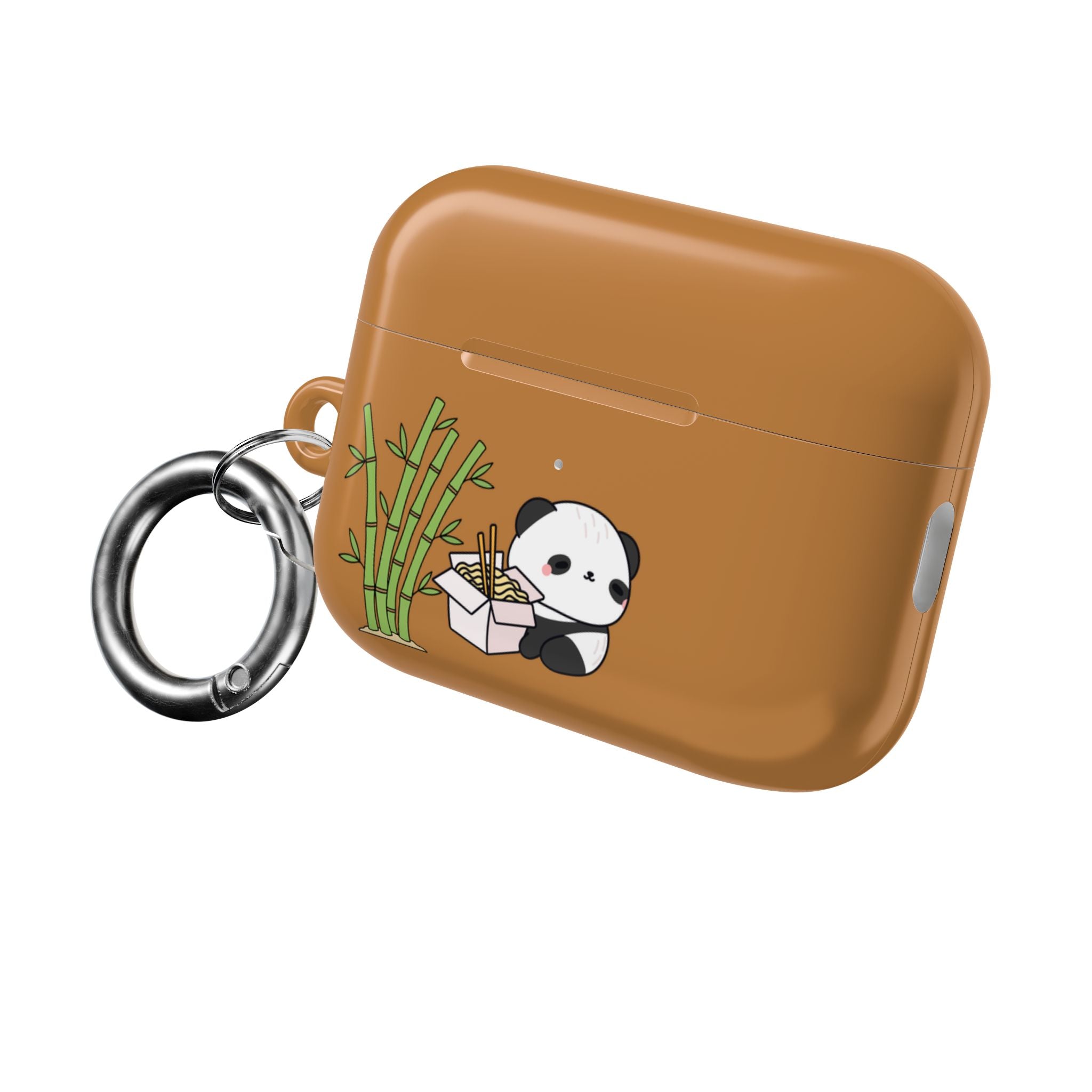 Cute Panda & Noodles AirPod Case Brown Protective Case