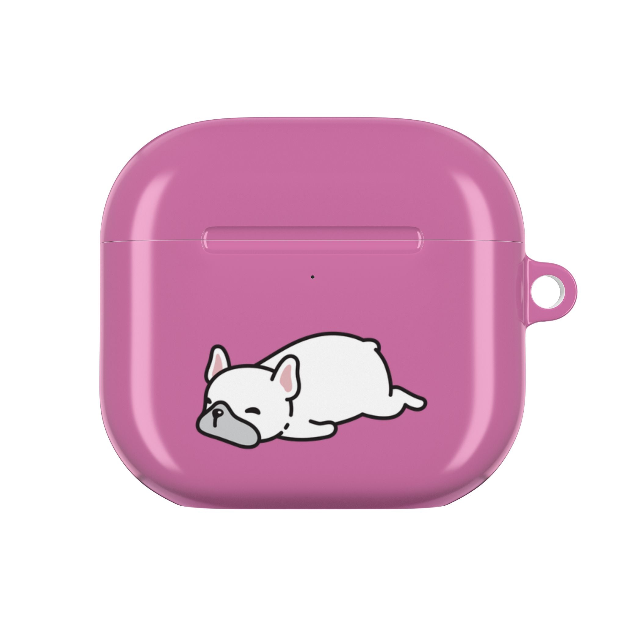 Pink AirPods Case with a Snoozing Bulldog