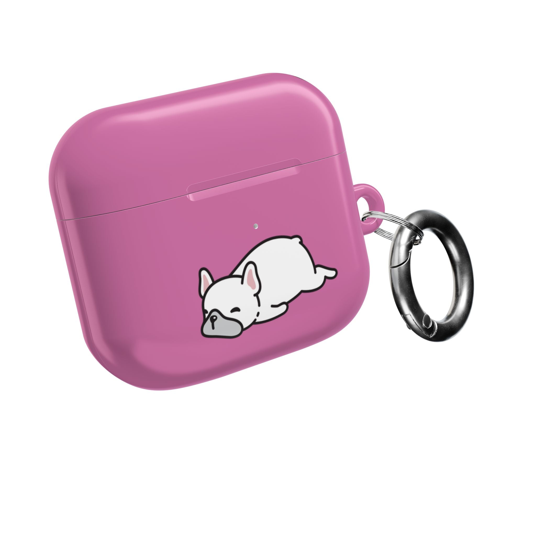 Pink AirPods Case with a Snoozing Bulldog