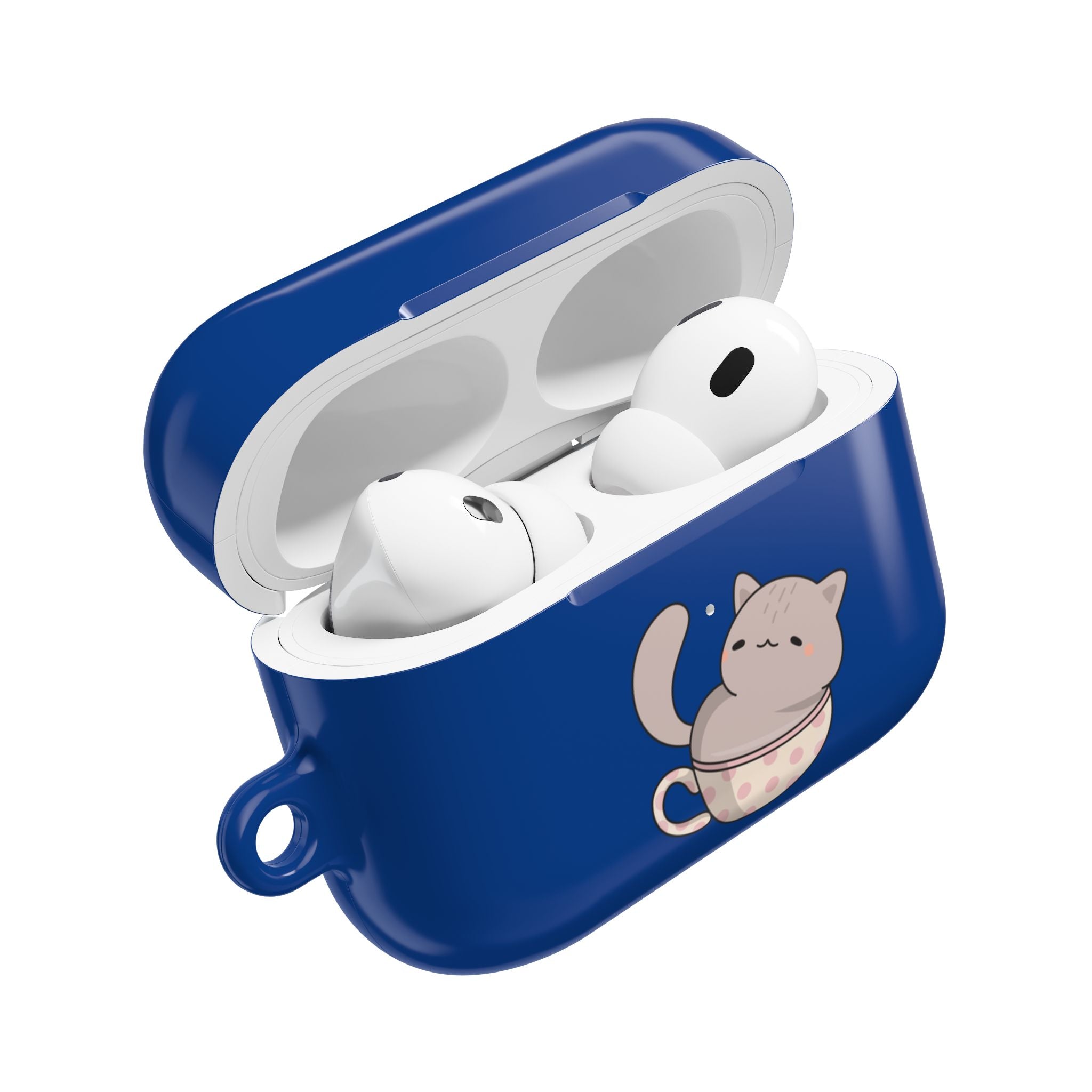 Cat in Teacup AirPods Case - Navy Protective Case