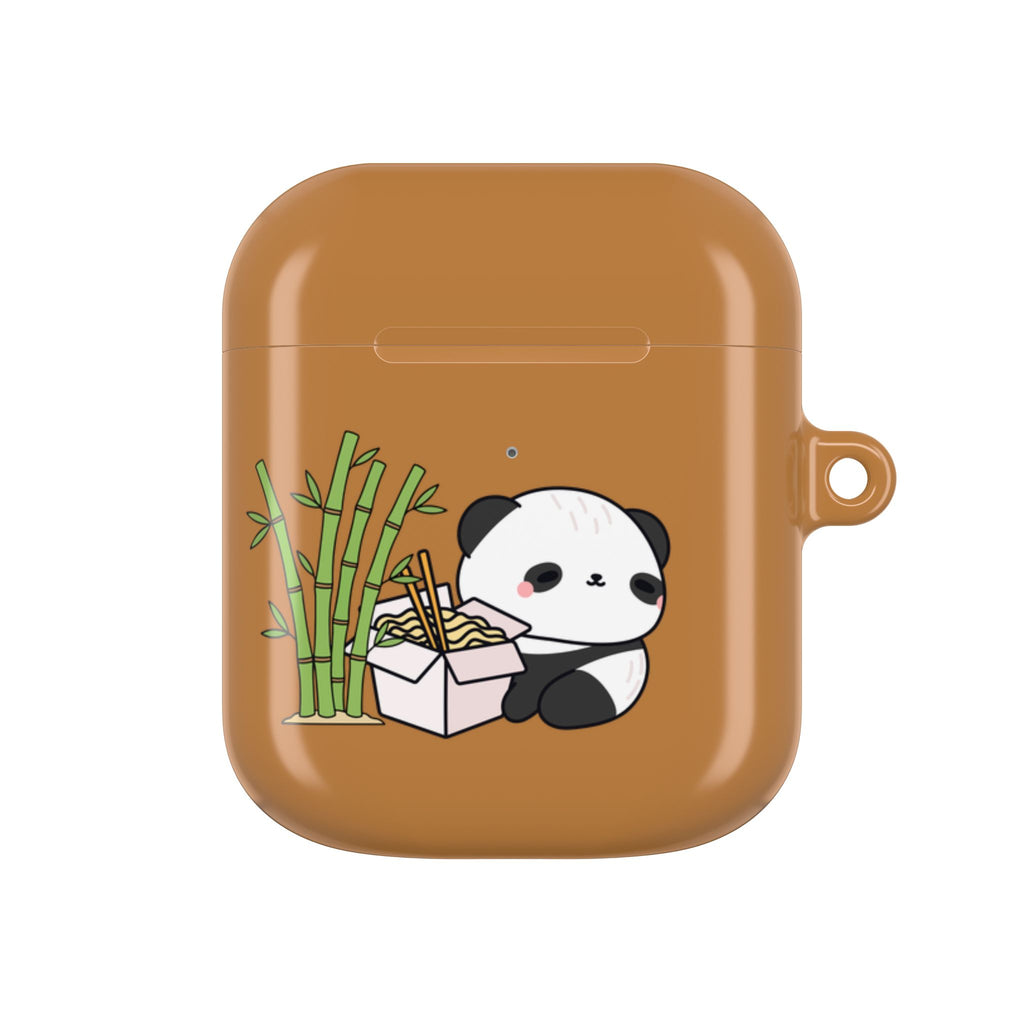 Cute Panda & Noodles AirPod Case Brown Protective Case