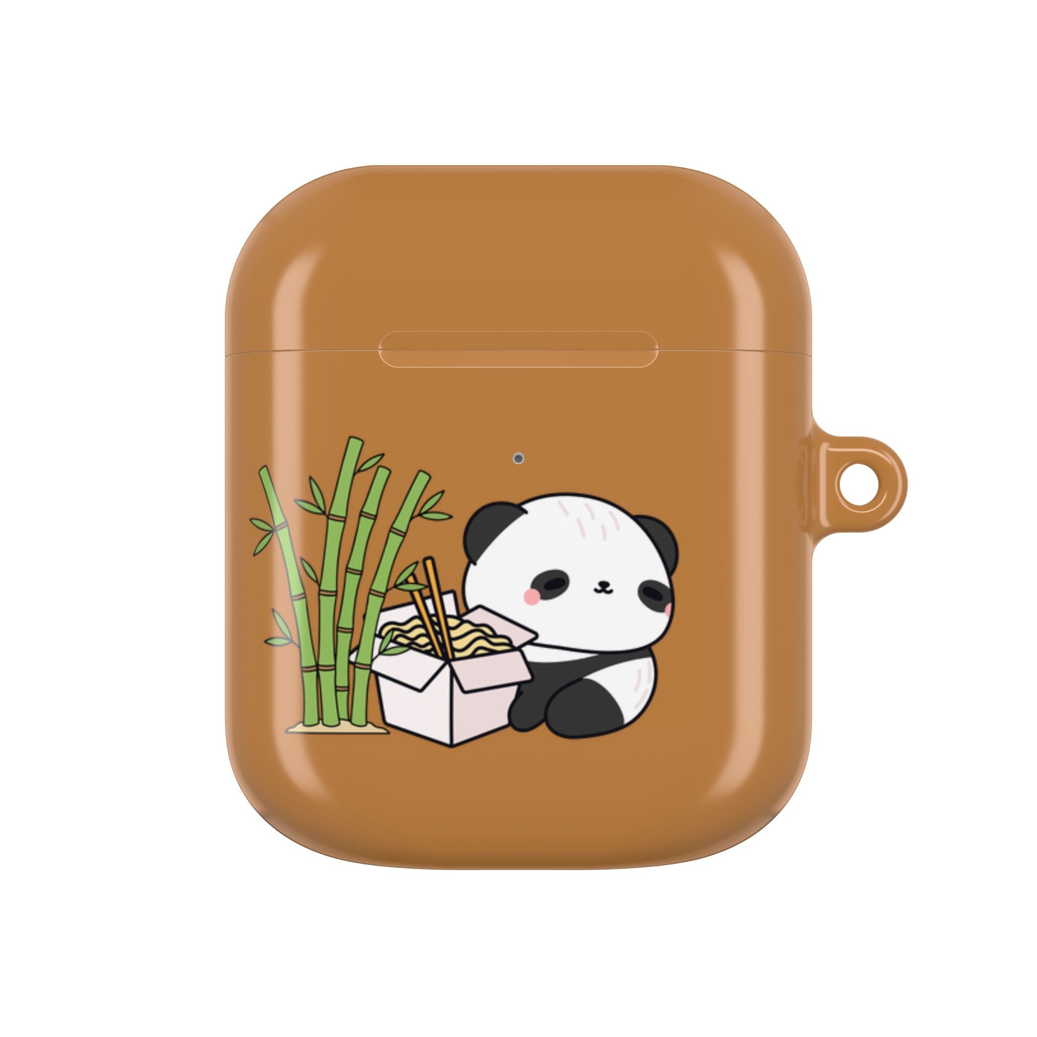 Cute Panda & Noodles AirPod Case Brown Protective Case