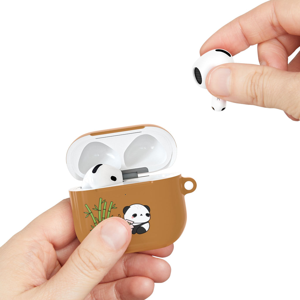 Cute Panda & Noodles AirPod Case Brown Protective Case