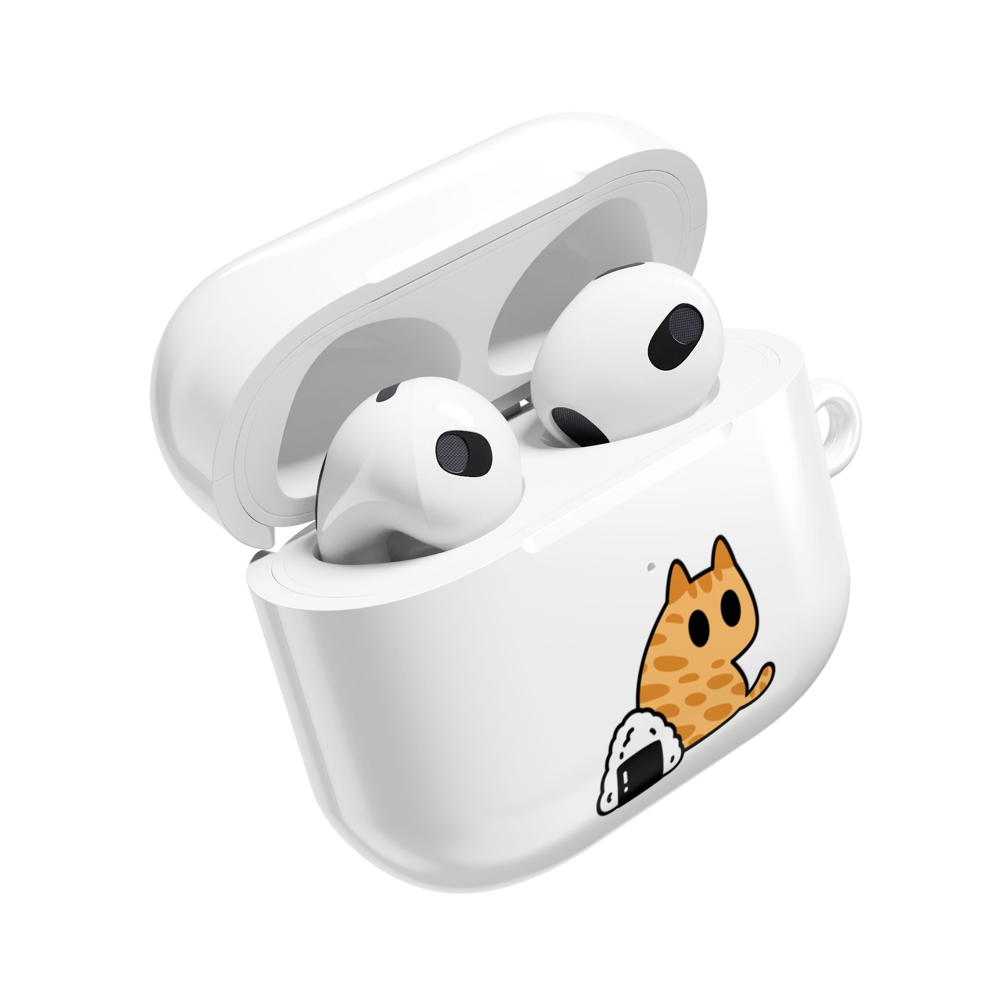 Japanese Cat & Onigiri White AirPod Case