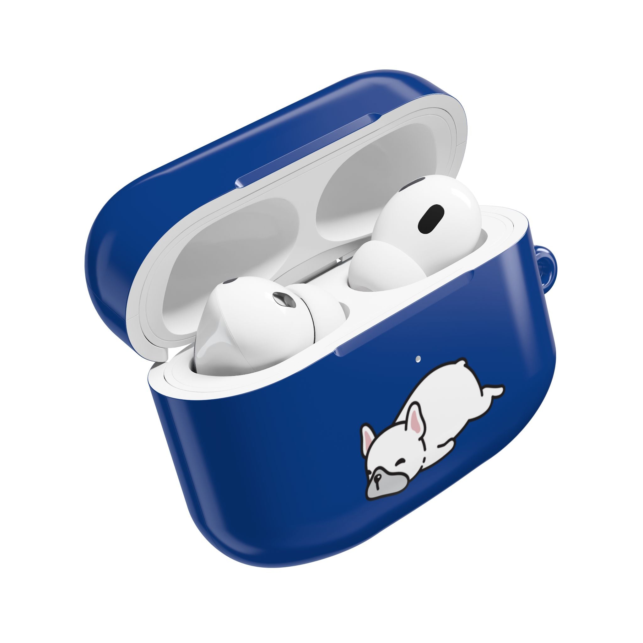 Blue AirPods Case with a Snoozing Bulldog