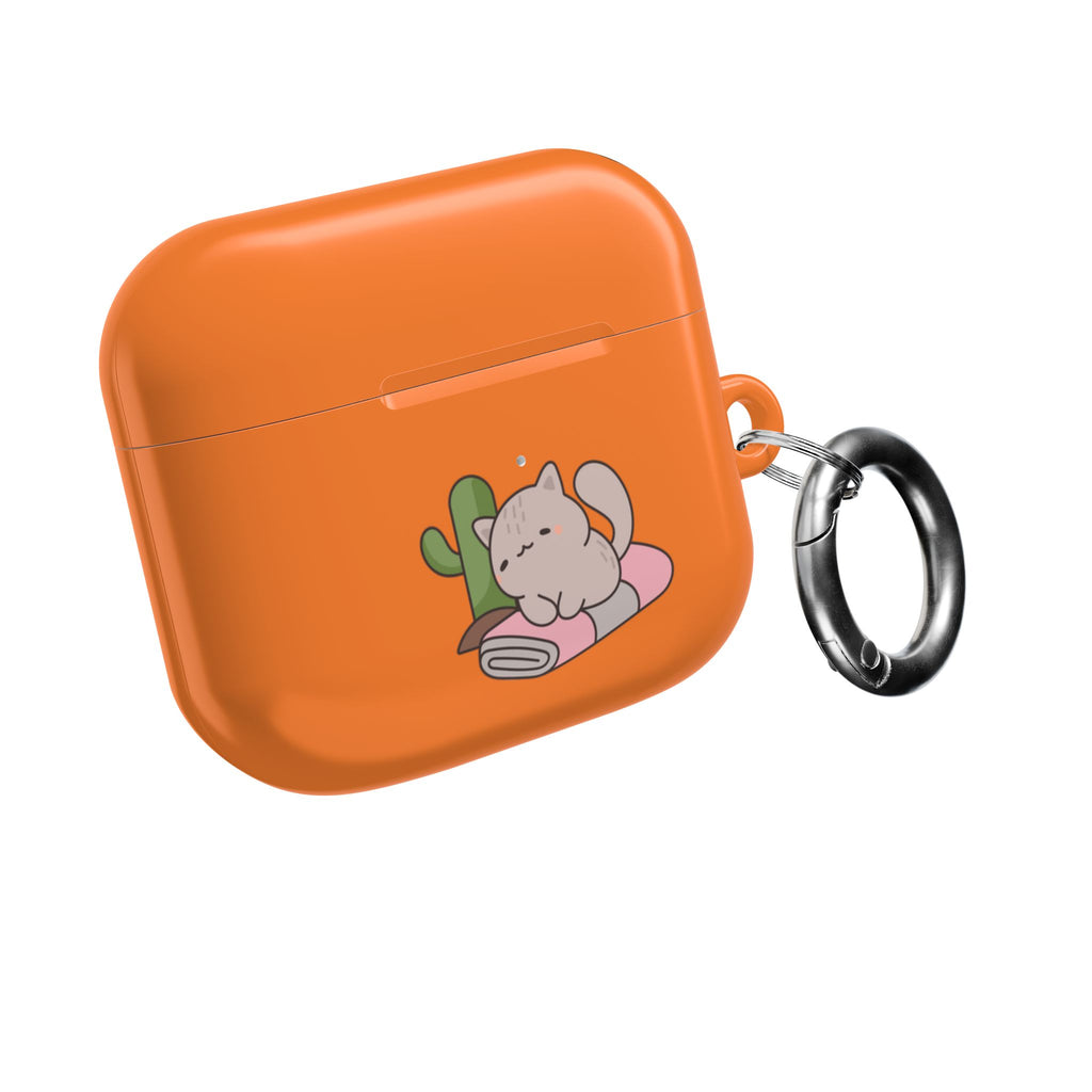 Cute Cat & Fish AirPod Case - Orange Protective Earbud Cover
