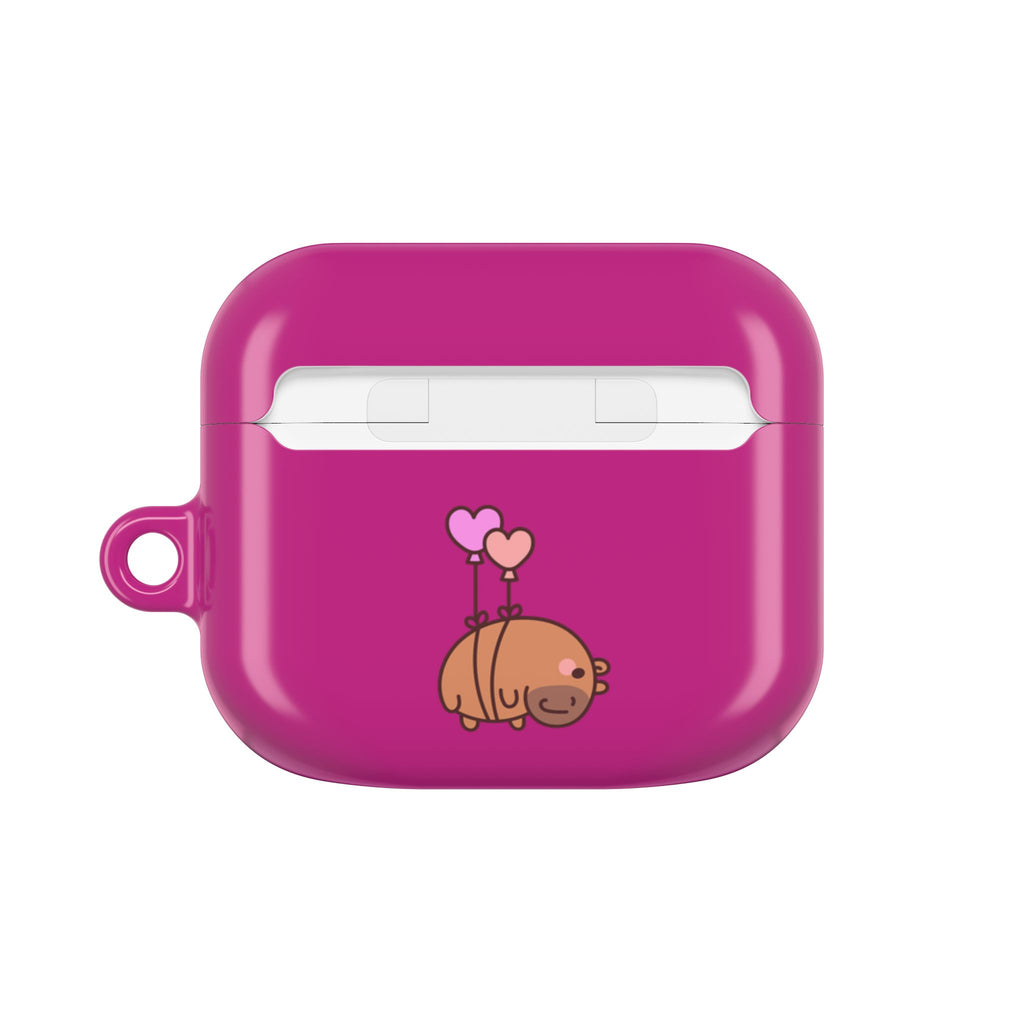 Pink Cute Capybara Heart AirPods Case