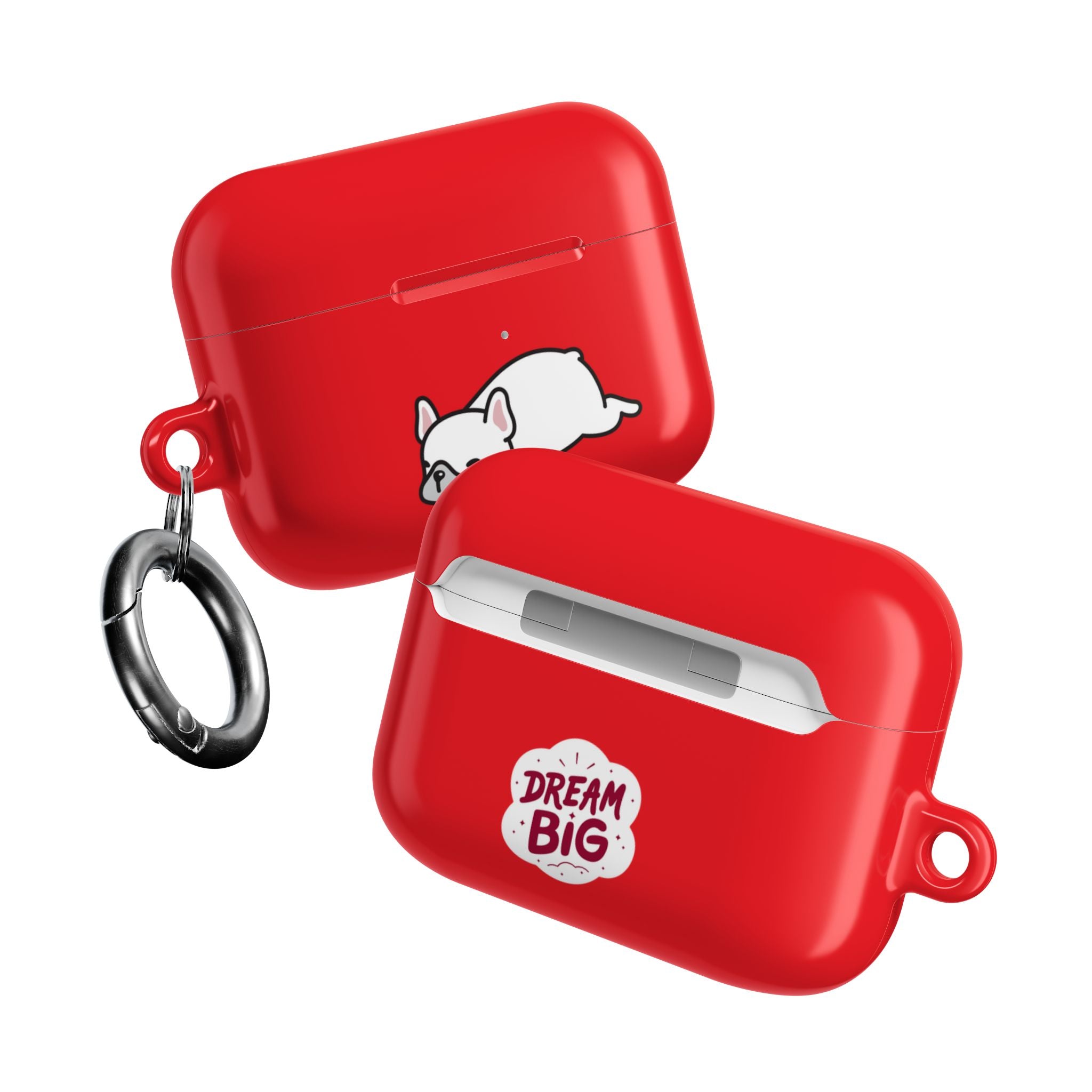 Red AirPods Case with a Snoozing Bulldog
