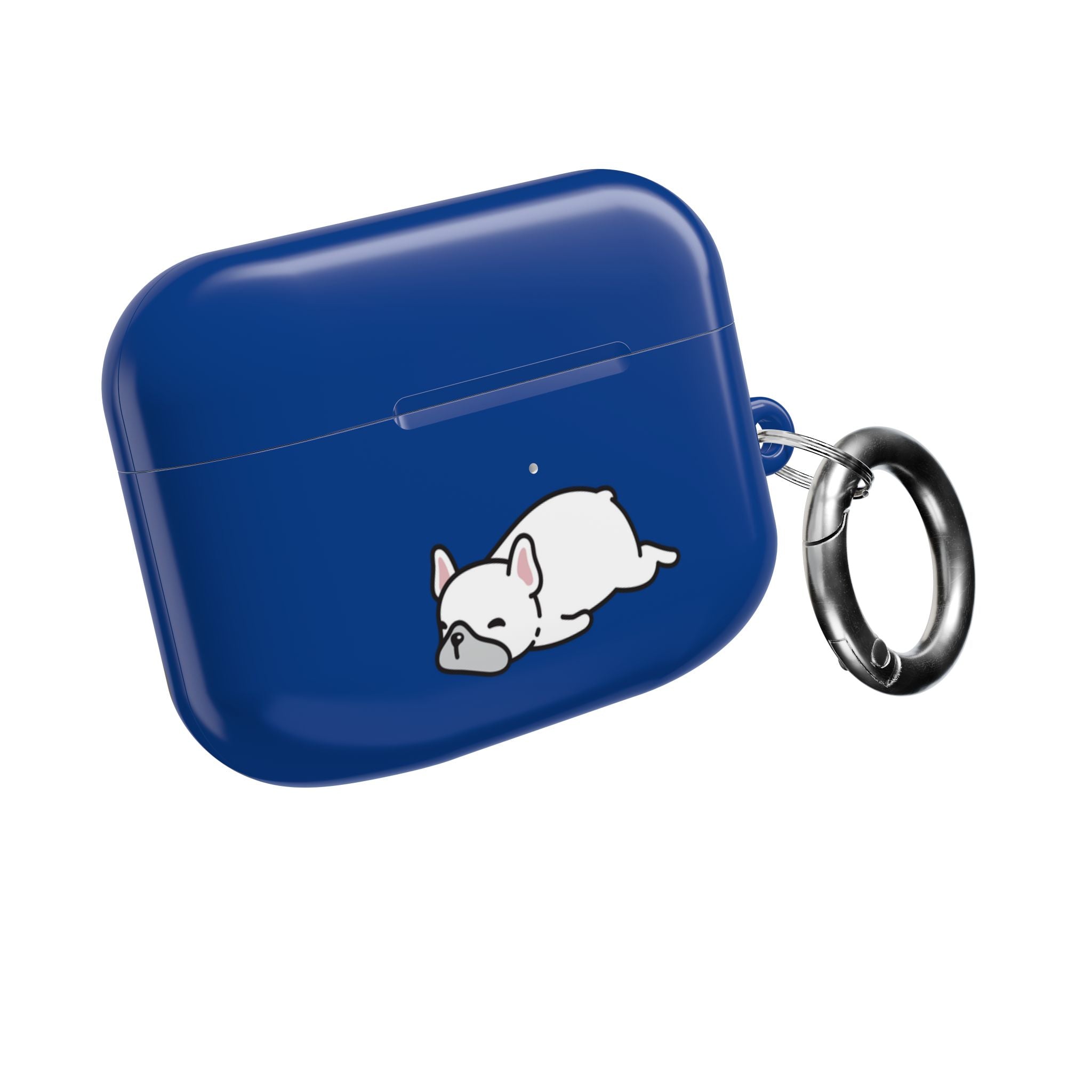 Blue AirPods Case with a Snoozing Bulldog