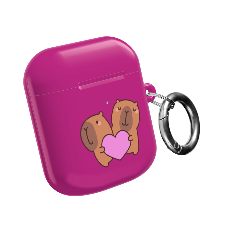 Cute Valentines Love Capybaras & Heart Envelope Protective AirPods Case