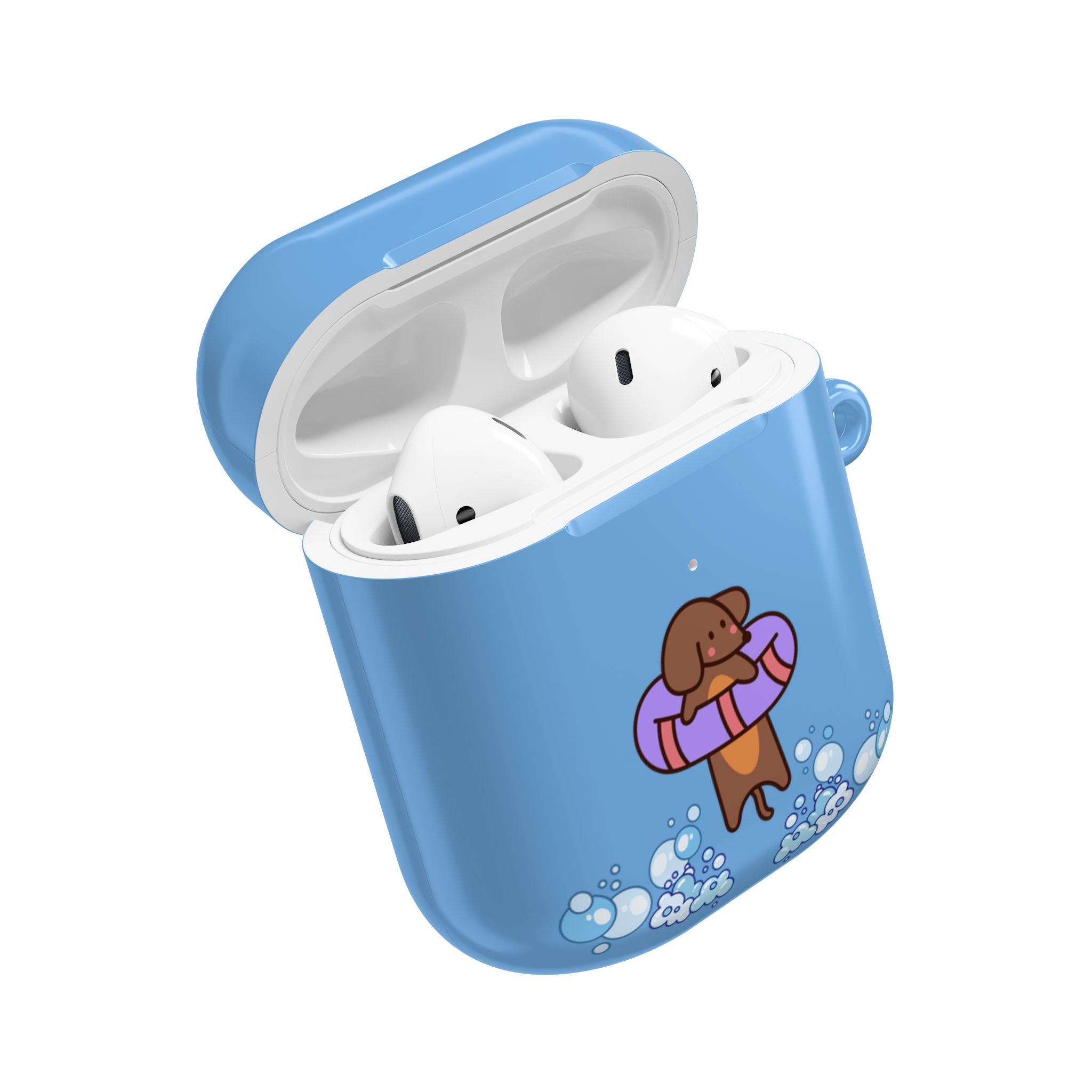 Cute Dachshund Dog & Crab Summer AirPod Case - Blue Beach Swim Float Design
