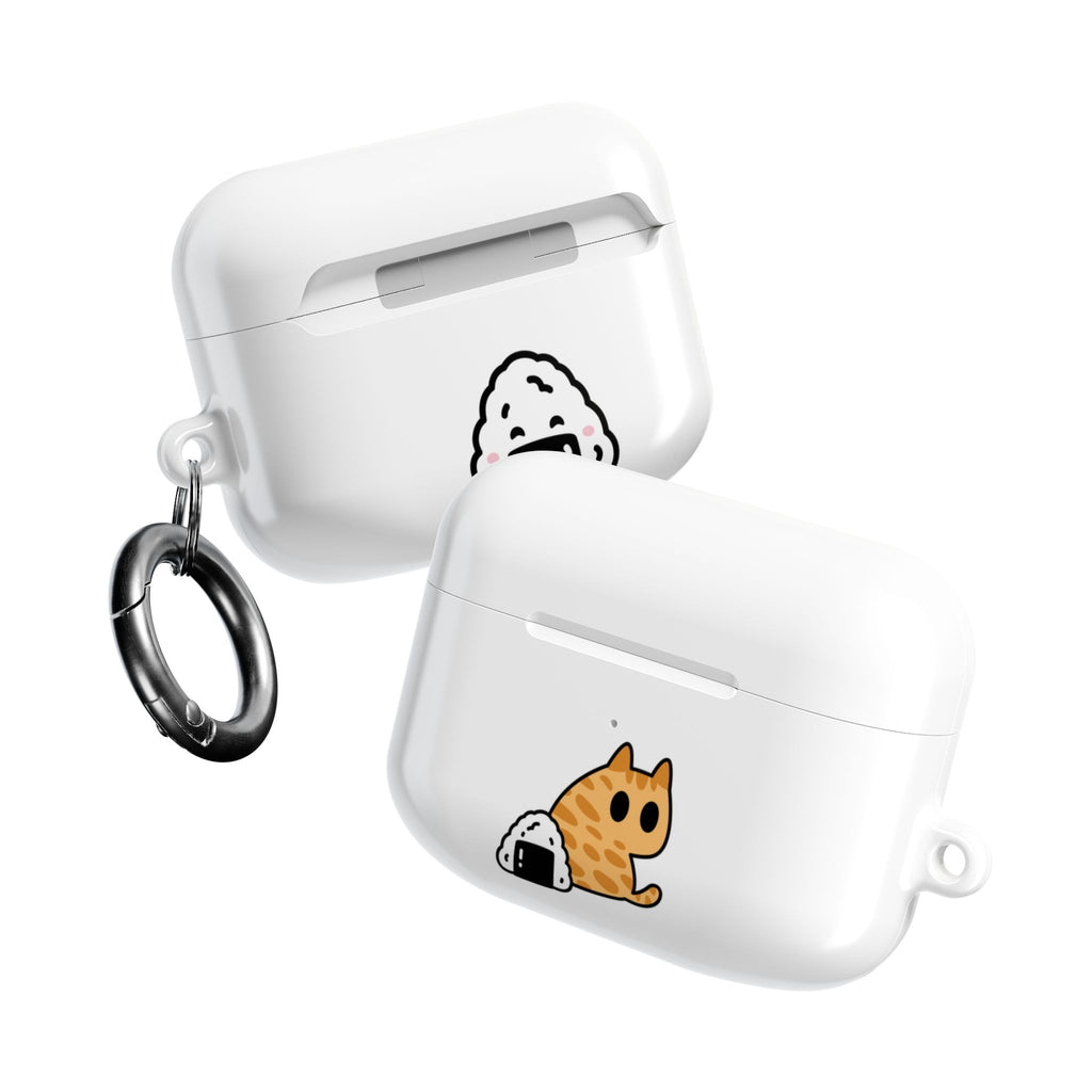 Japanese Cat & Onigiri White AirPod Case