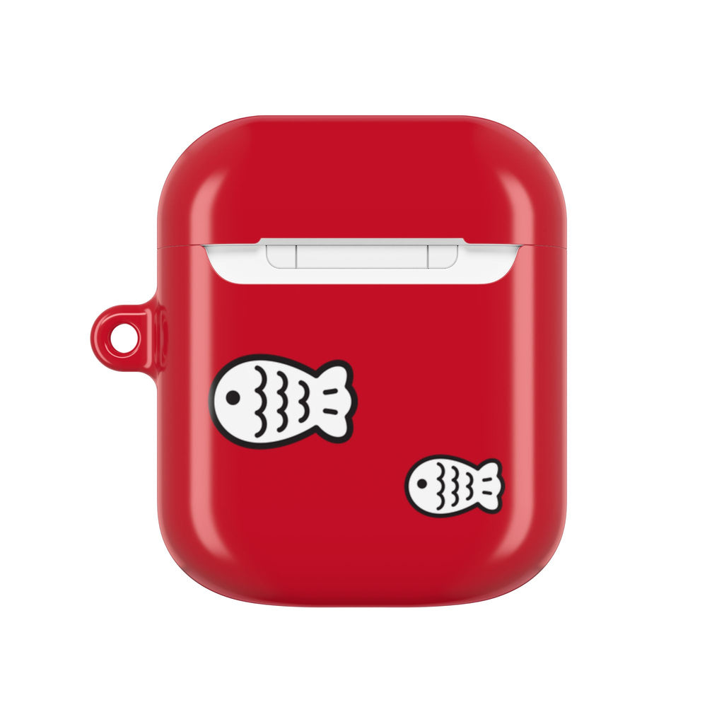 Cat Fighting Fish Red AirPod or AirPod Pro Case