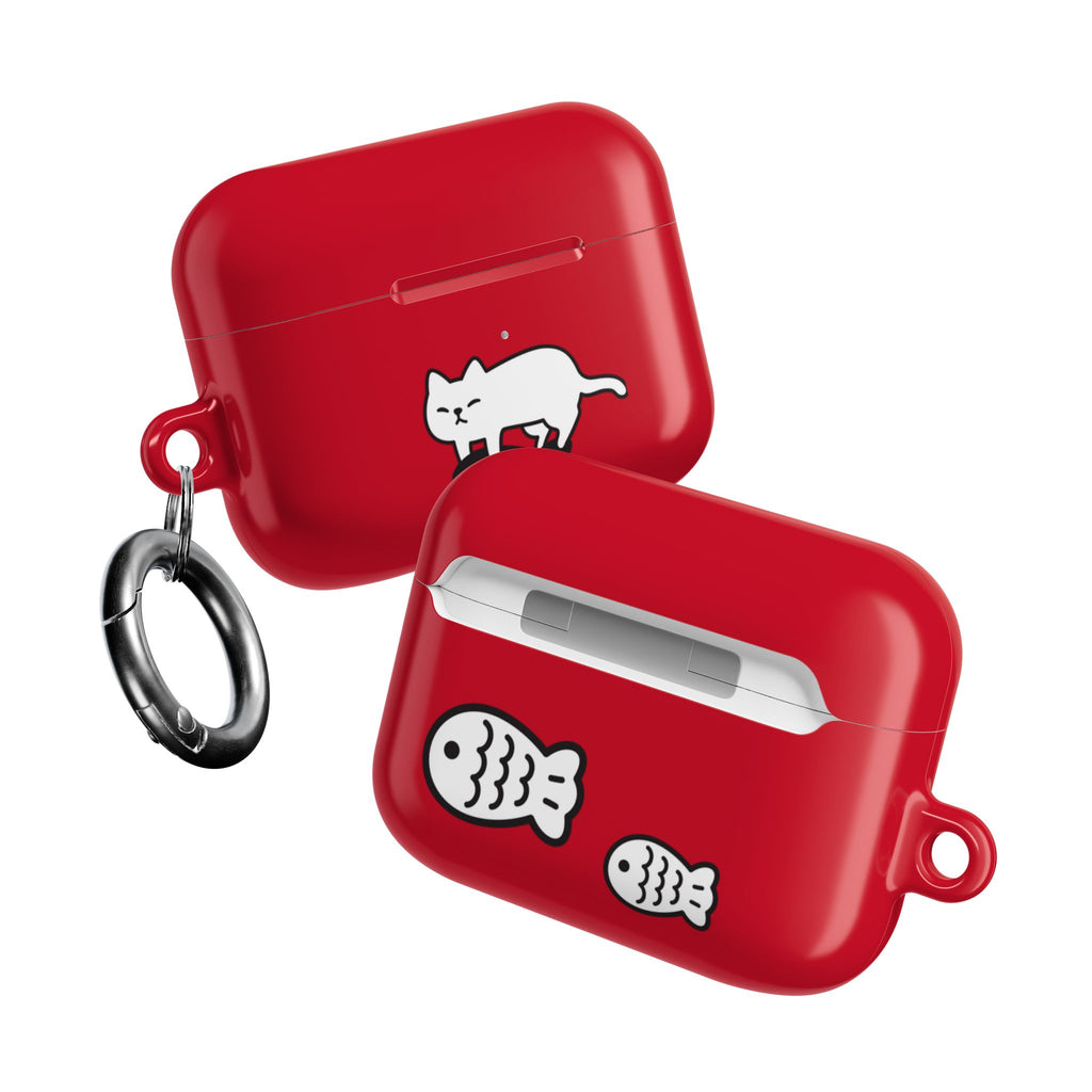 Cat Fighting Fish Red AirPod or AirPod Pro Case