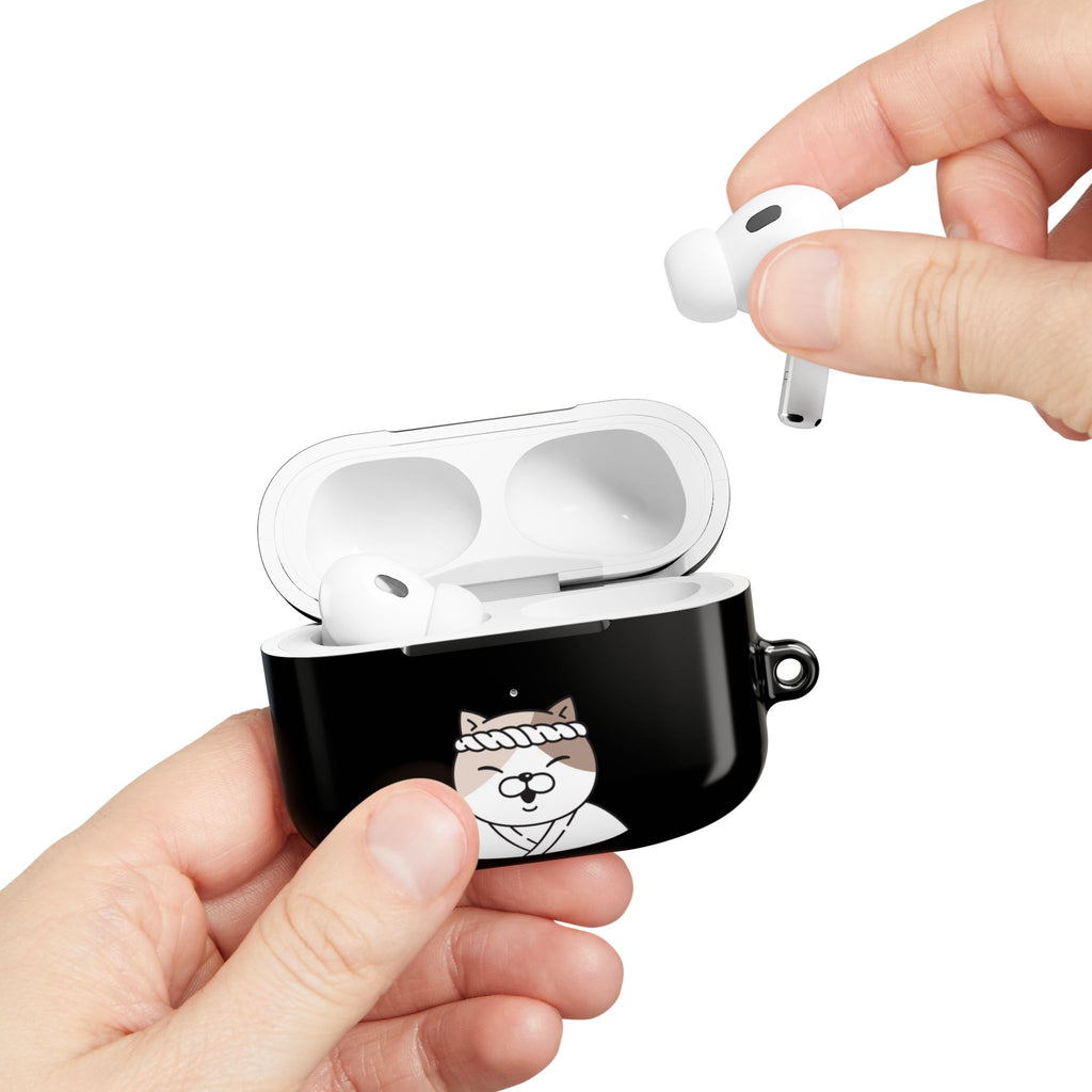 Samurai Shiba Inu with Japanese Flag Black AirPods or AirPods Pro Case