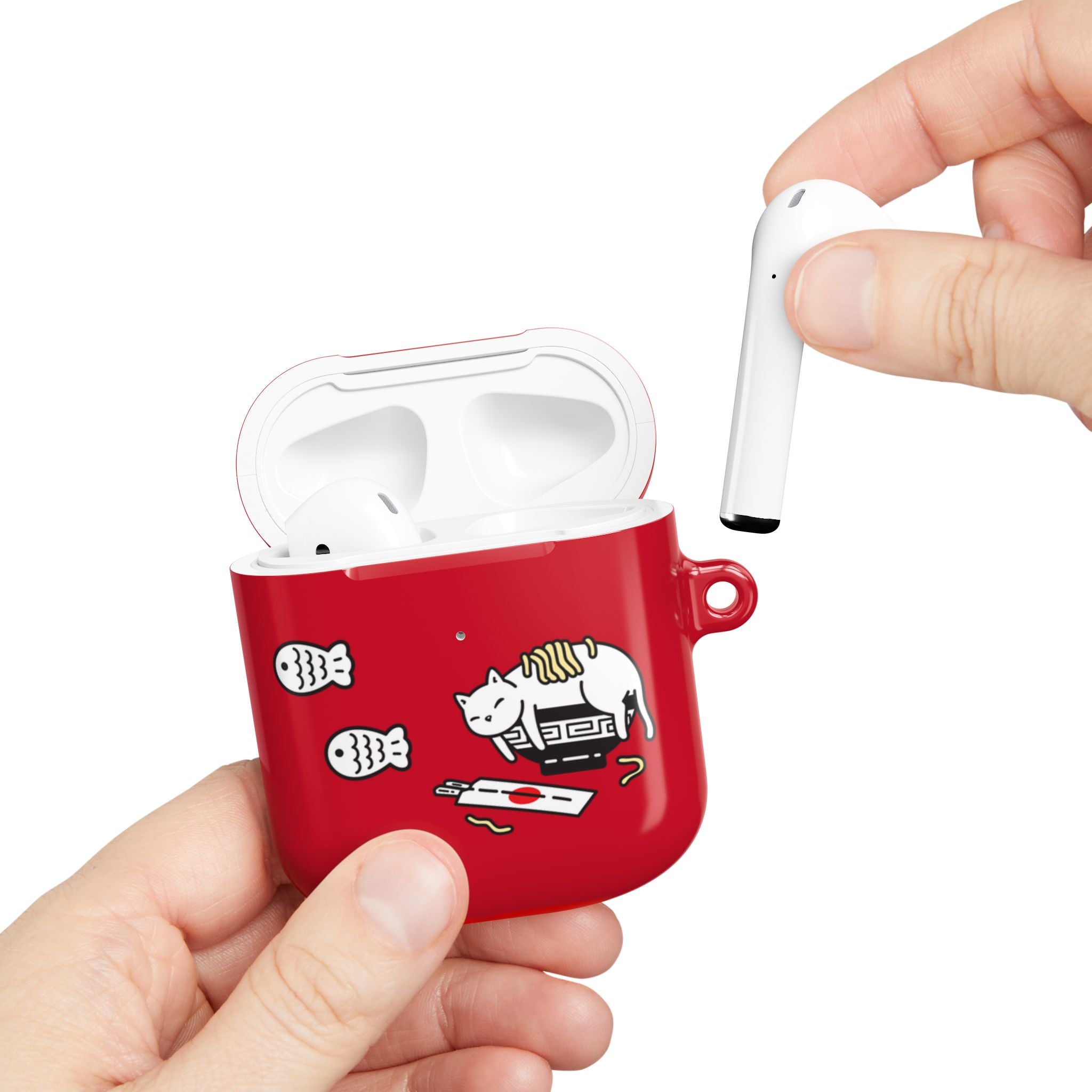Lucky Japanese Cat & Fish Red AirPods or AirPods Pro Case