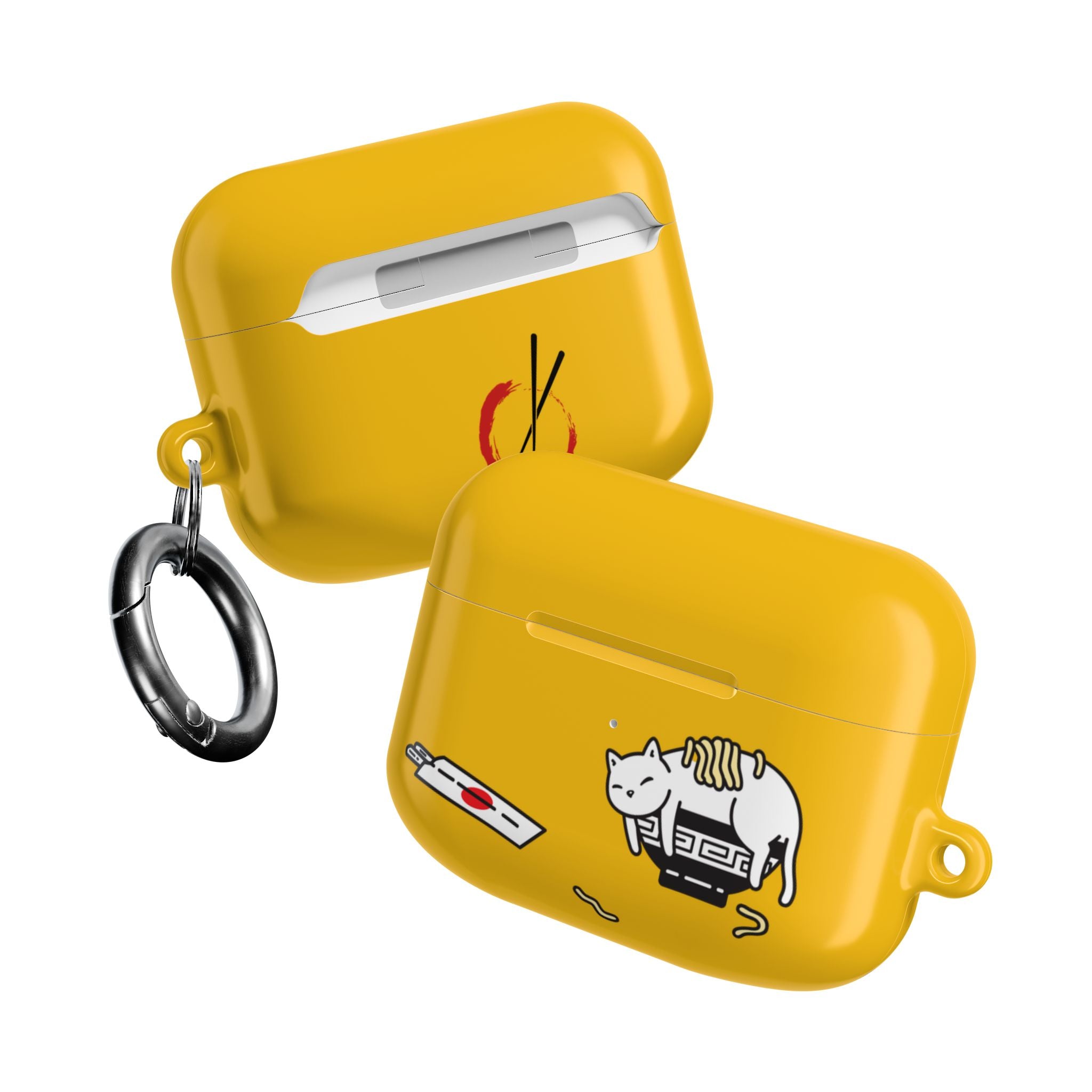 Japanese Cat & Chopsticks Yellow AirPods Case
