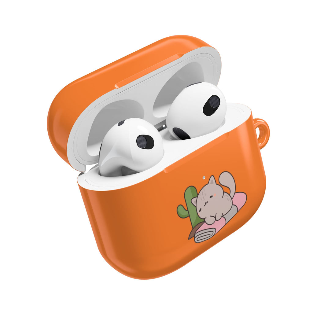 Cute Cat & Fish AirPod Case - Orange Protective Earbud Cover