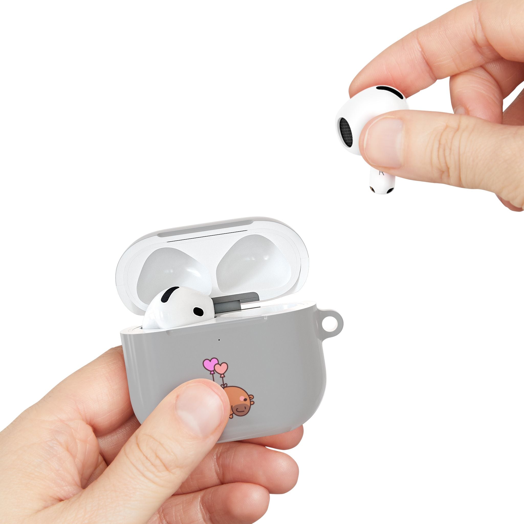 Cute  Capybara and Heart Balloon AirPod Case