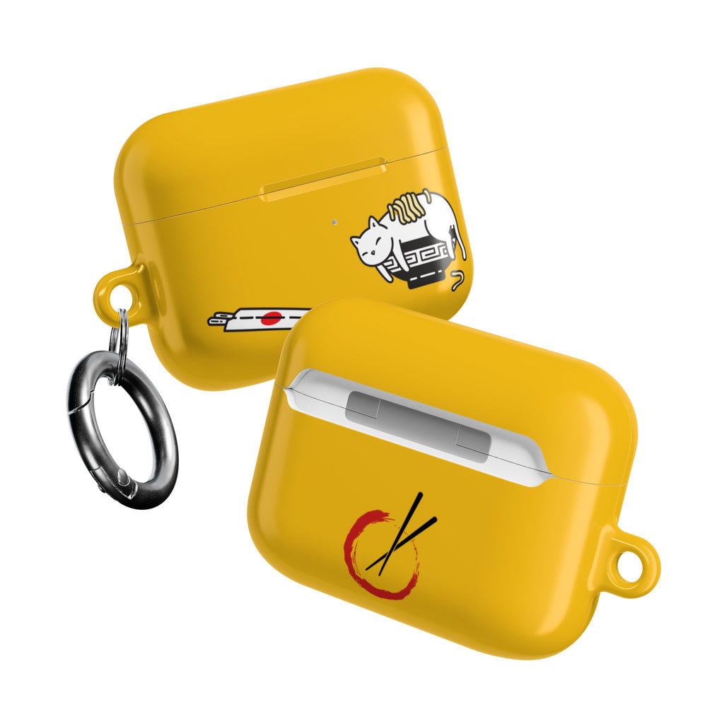 Japanese Cat & Chopsticks Yellow AirPods Case