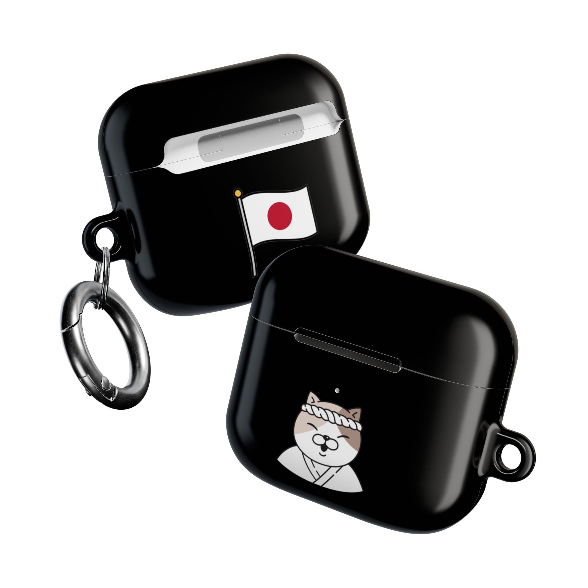 Samurai Shiba Inu with Japanese Flag Black AirPods or AirPods Pro Case