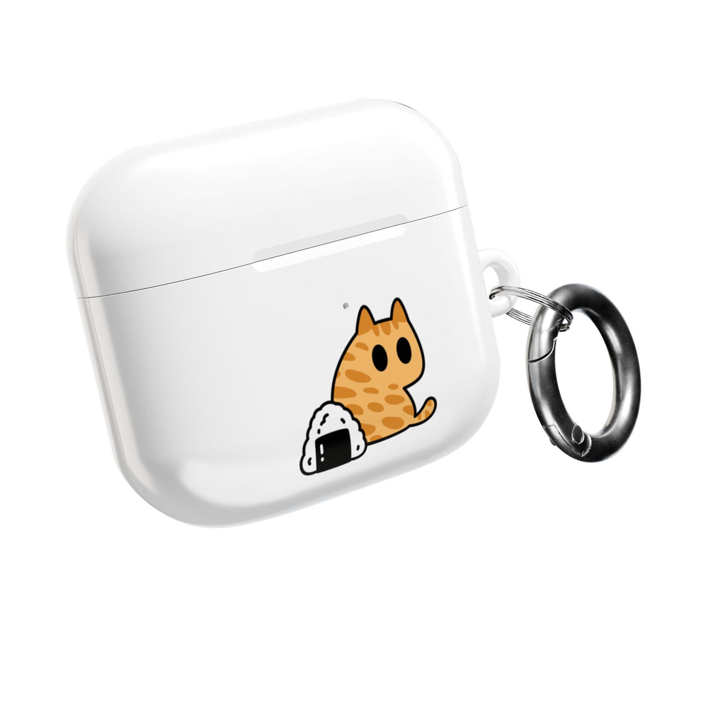 Japanese Cat & Onigiri White AirPod Case